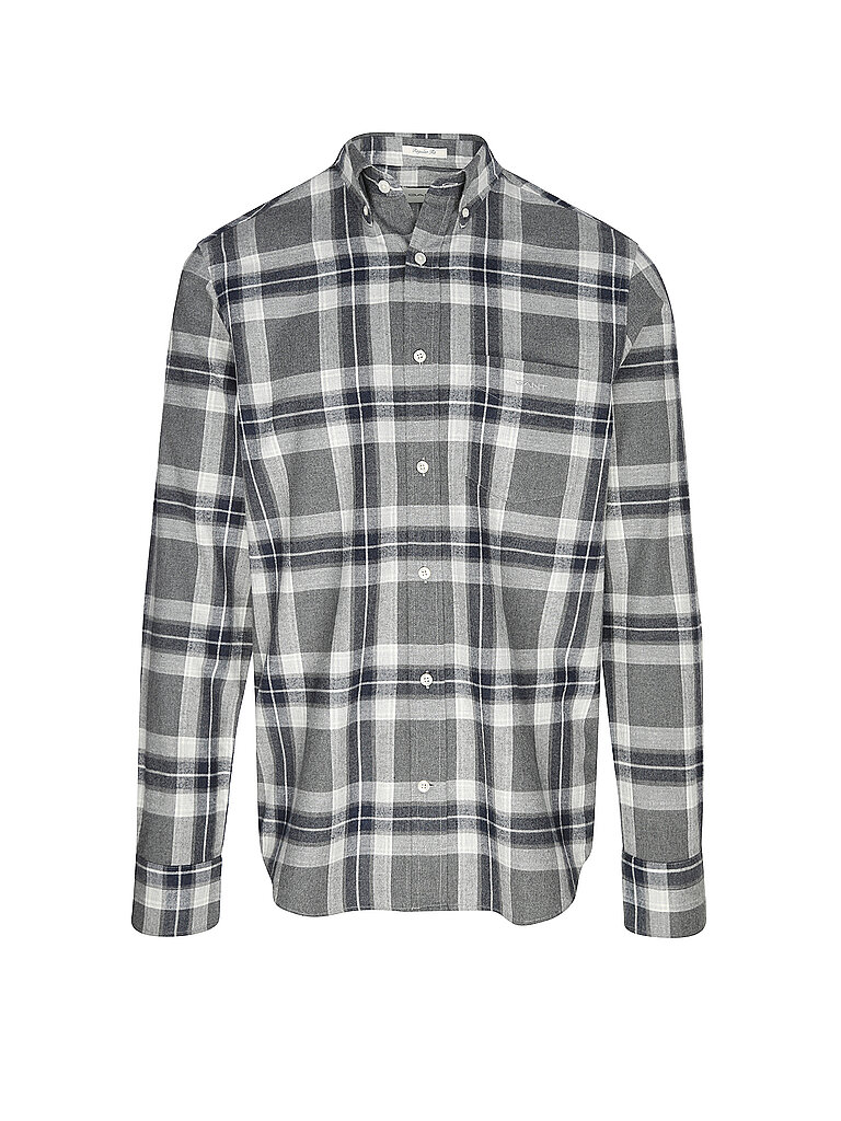 GANT Flanellhemd Regular Fit  grau | L von Gant