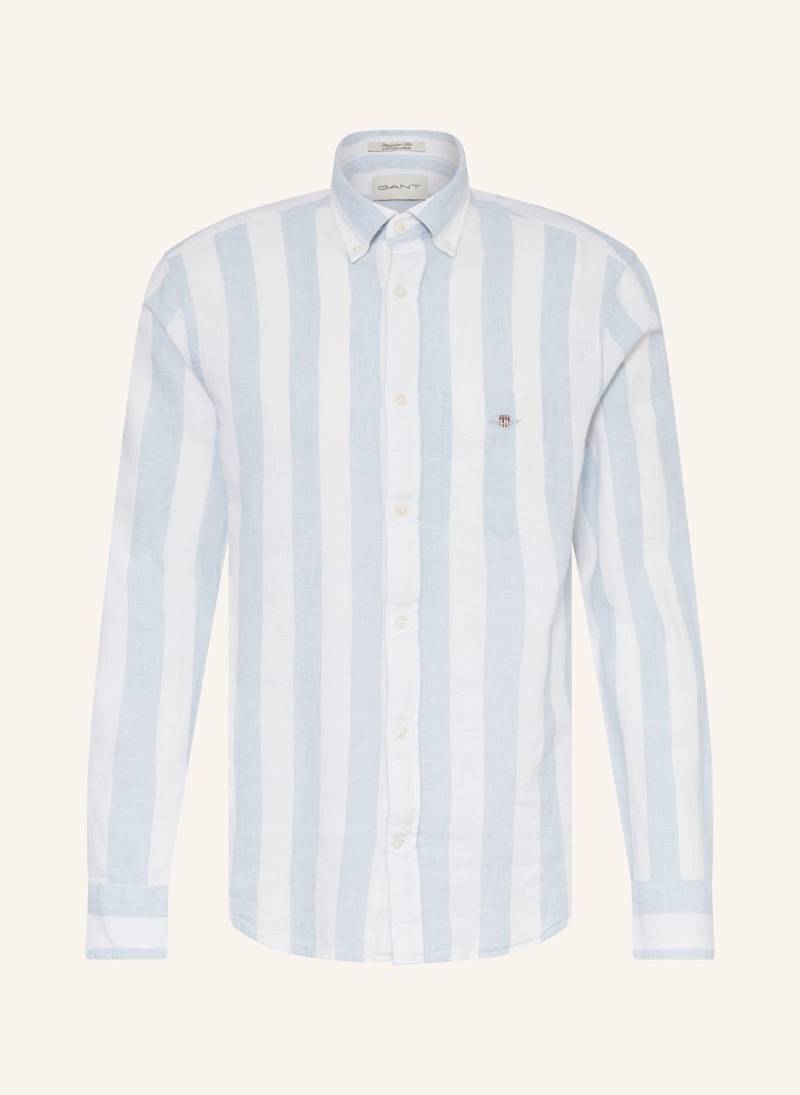 Gant Hemd Regular Fit Mit Leinen blau von Gant