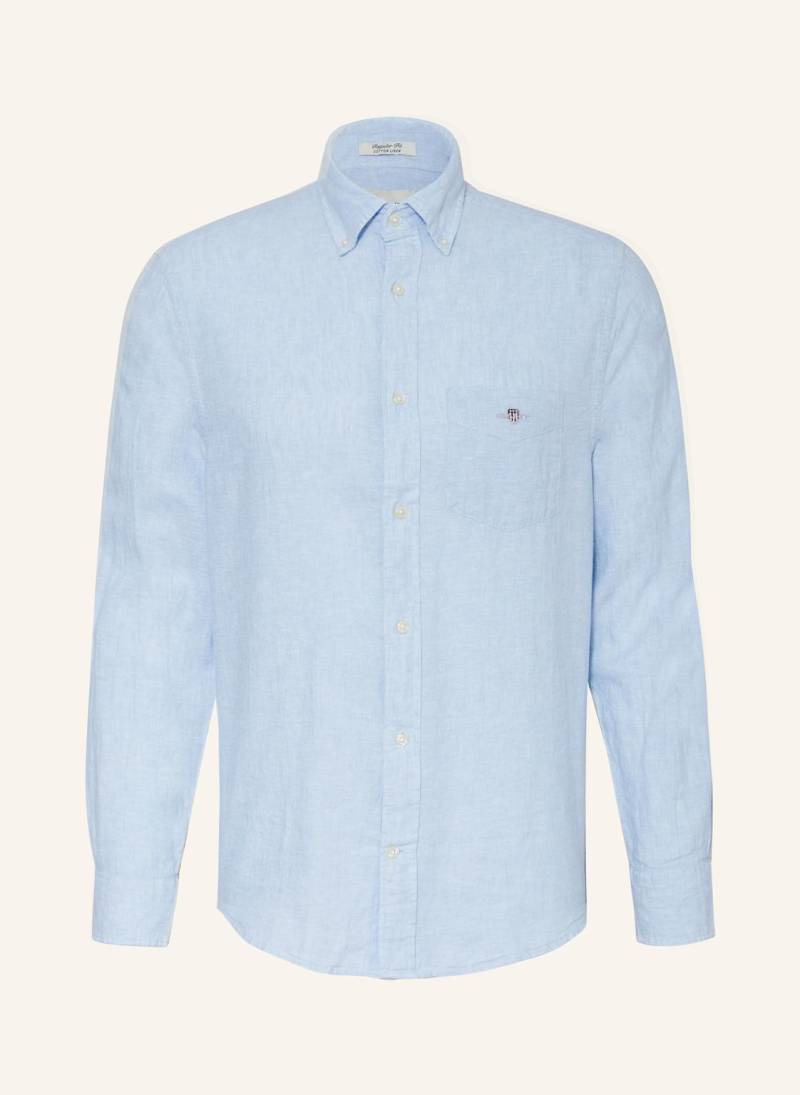 Gant Hemd Regular Fit Mit Leinen blau von Gant