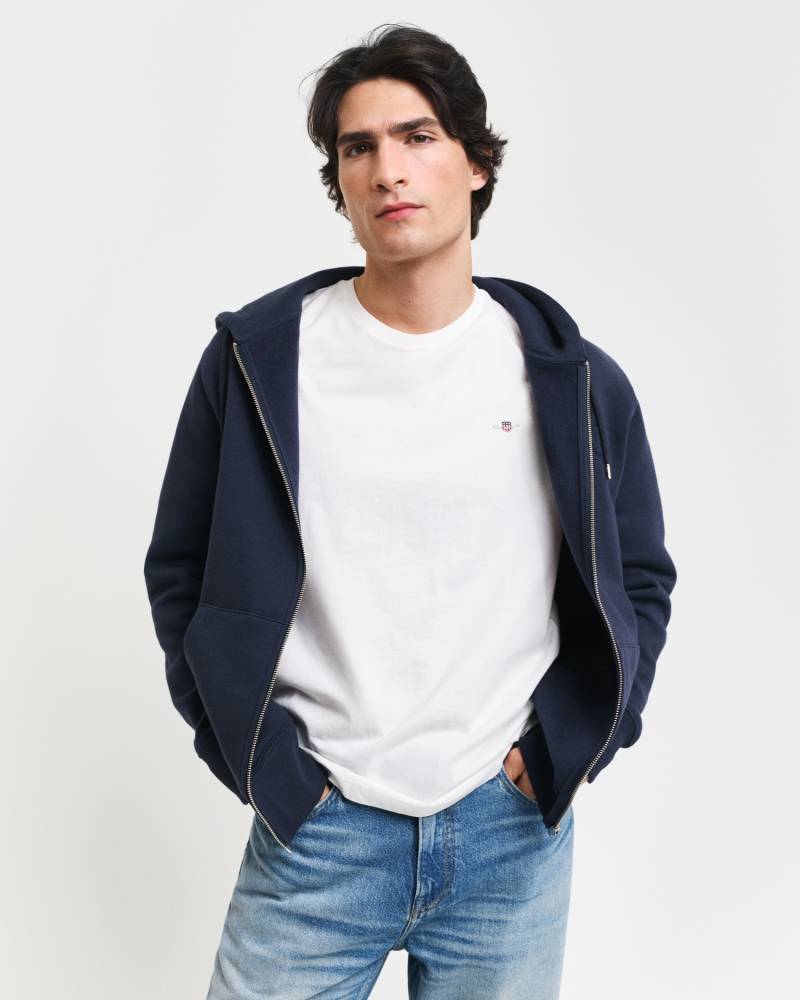 Gant Kapuzensweatjacke »EMBOSSED FULL-ZIP HOODIE«, eine erhabene GANT-Grafikprägung auf der Brust von Gant