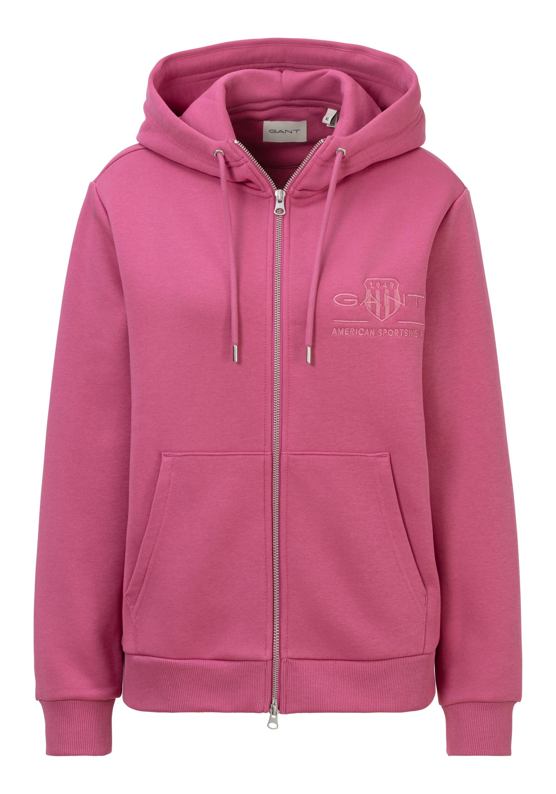 Gant Kapuzensweatjacke »REG TONAL SHIELD ZIP HOODIE«, mit Logostickerei auf der Brust von Gant