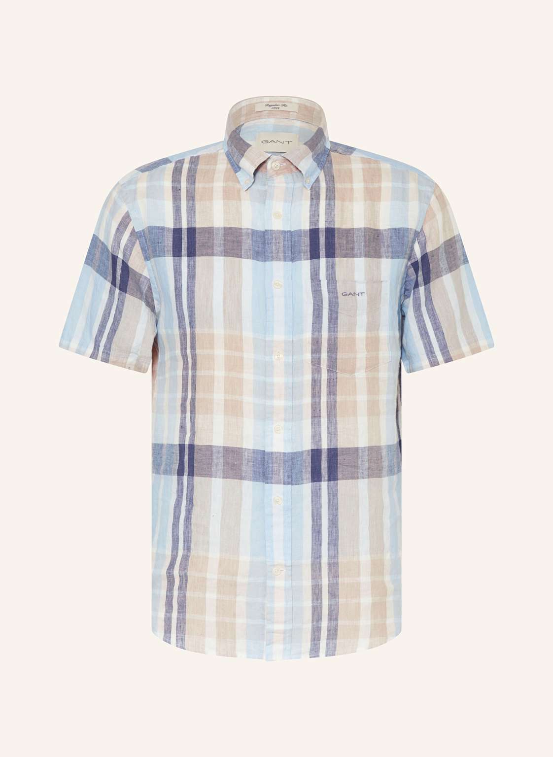 Gant Kurzarm-Hemd Regular Fit Aus Leinen blau von Gant