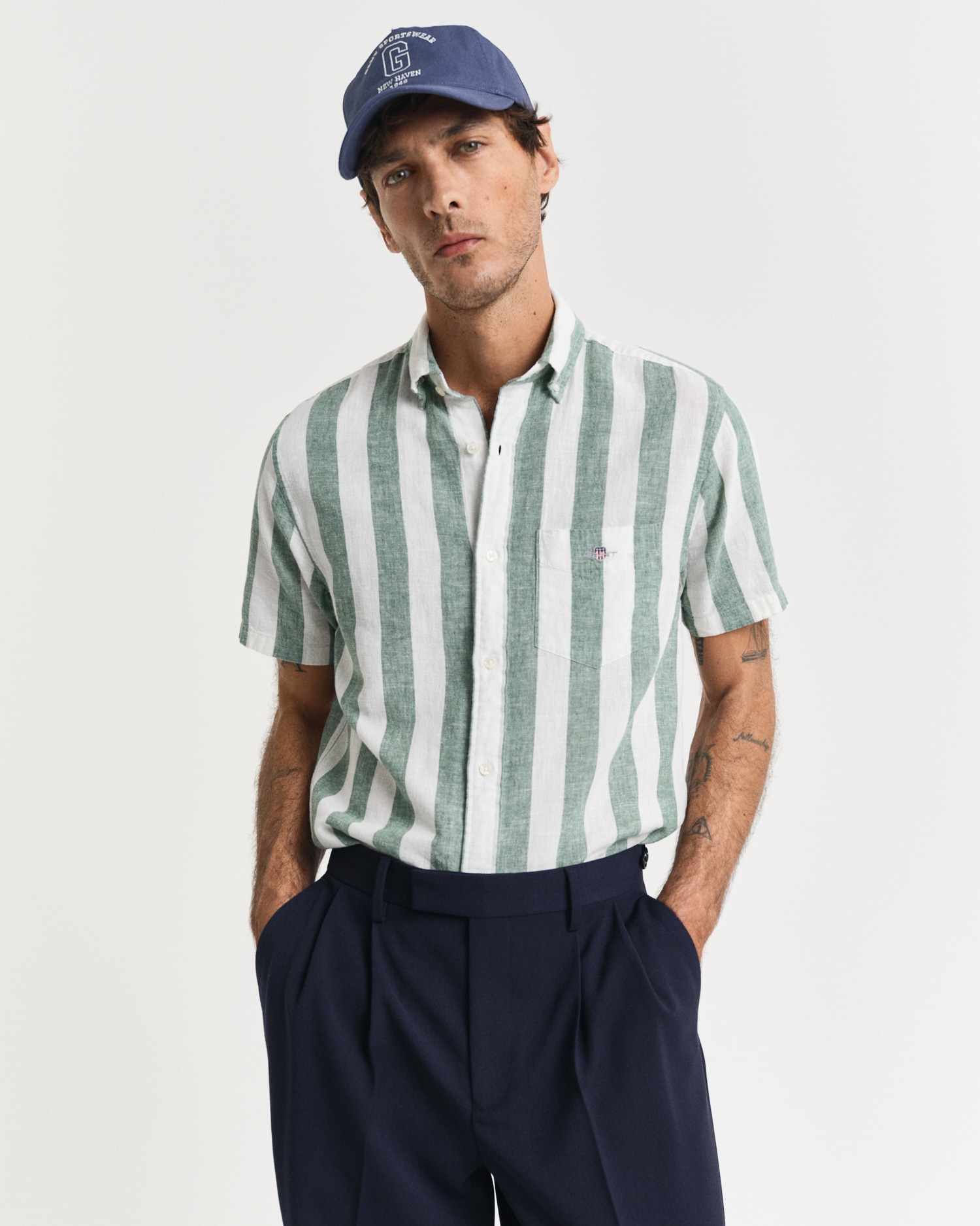 Gant Kurzarmhemd »REG COTTON LINEN STRIPE SS SHIRT« von Gant