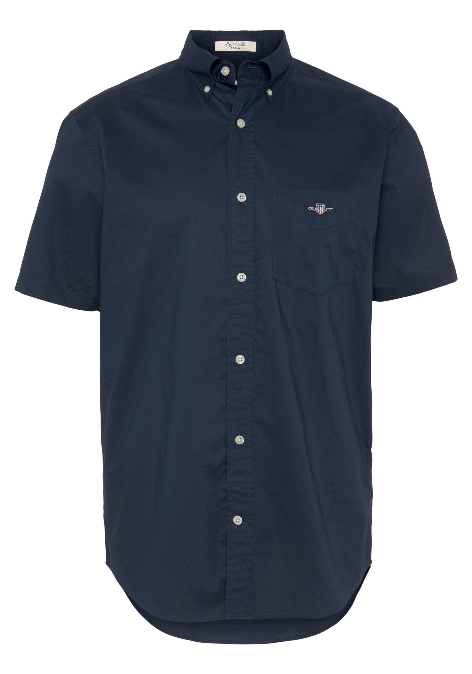 Gant Kurzarmhemd »Regular Fit Popeline Hemd leicht strapazierfähig pflegeleicht«, mit einer kleinen Logostickerei auf der Brusttasche von Gant