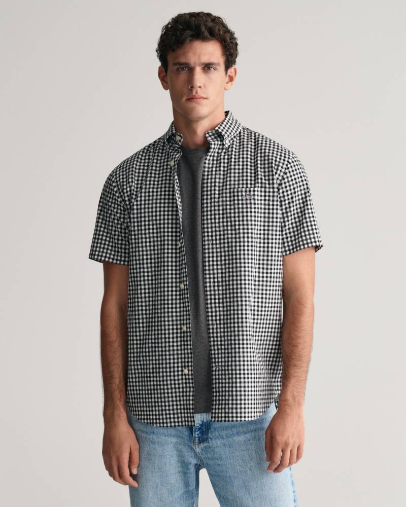 Gant Kurzarmhemd »Regular Fit Gingham Popeline Hemd strapazierfähig pflegeleicht kariert«, mit einer kleinen Logostickerei auf der Brusttasche von Gant