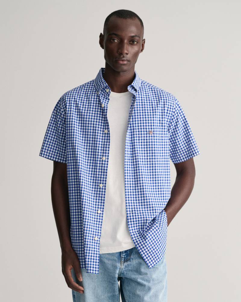 Gant Kurzarmhemd »Regular Fit Gingham Popeline Hemd strapazierfähig pflegeleicht kariert«, mit einer kleinen Logostickerei auf der Brusttasche von Gant