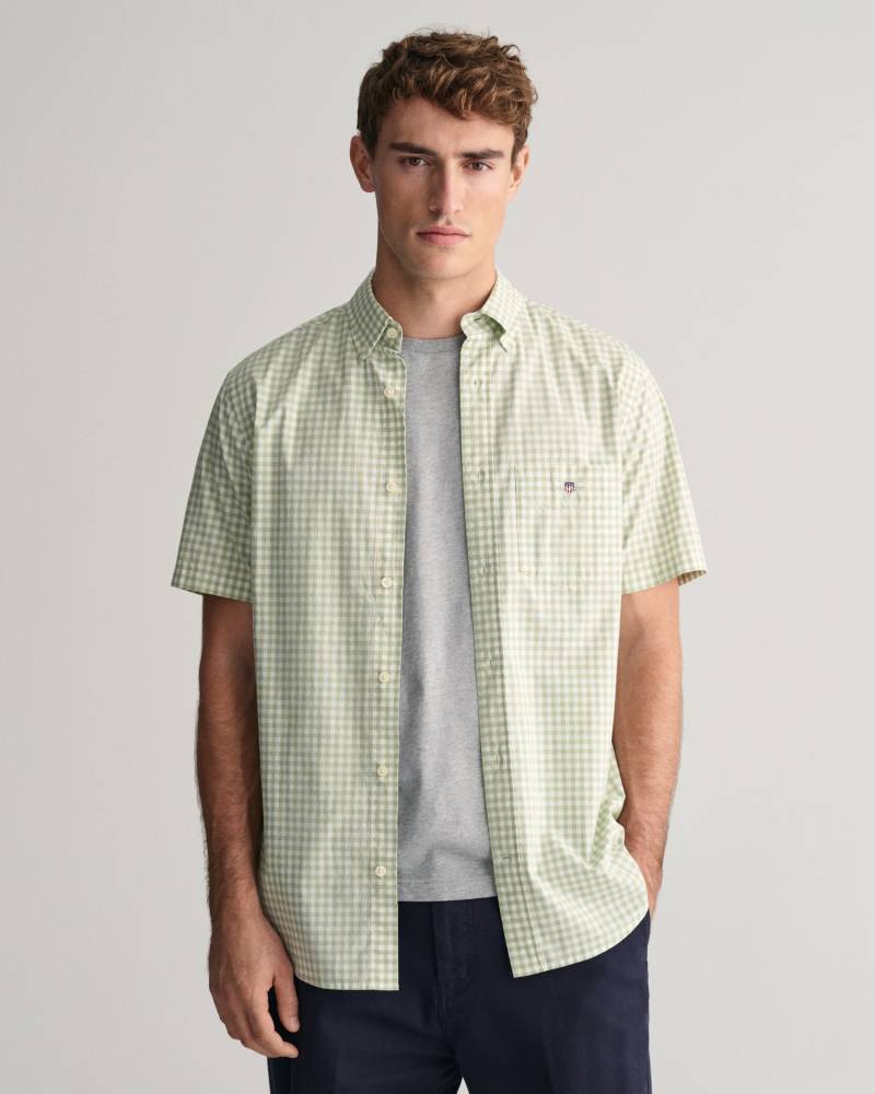 Gant Kurzarmhemd »Regular Fit Gingham Popeline Hemd strapazierfähig pflegeleicht kariert«, mit einer kleinen Logostickerei auf der Brusttasche von Gant