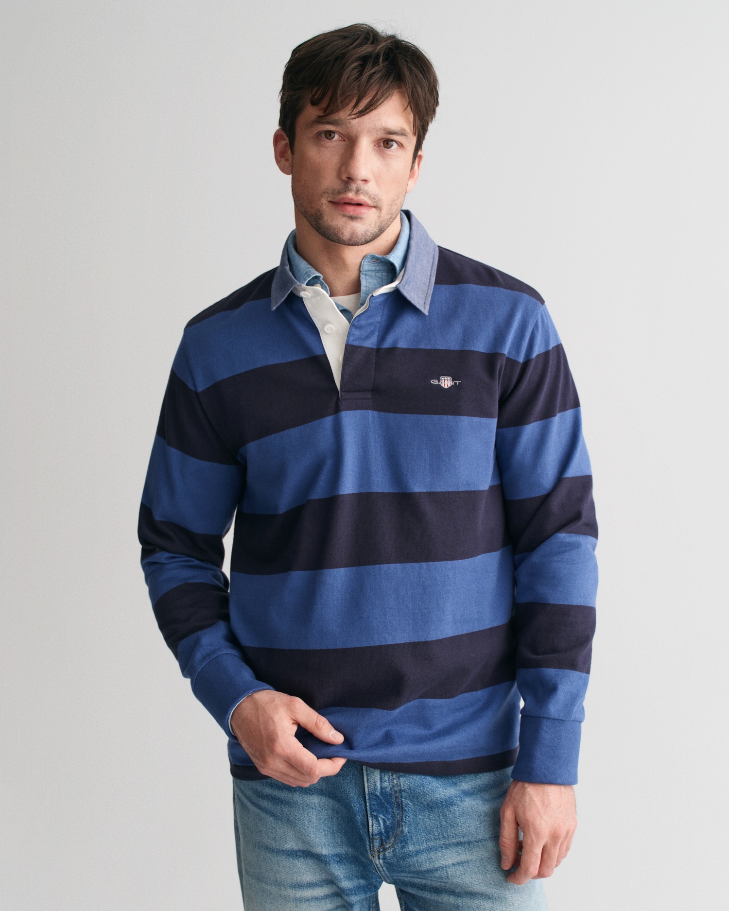 Gant Langarm-Poloshirt »REG CHAMBRAY STRIPE HEAVY RUGGER« von Gant