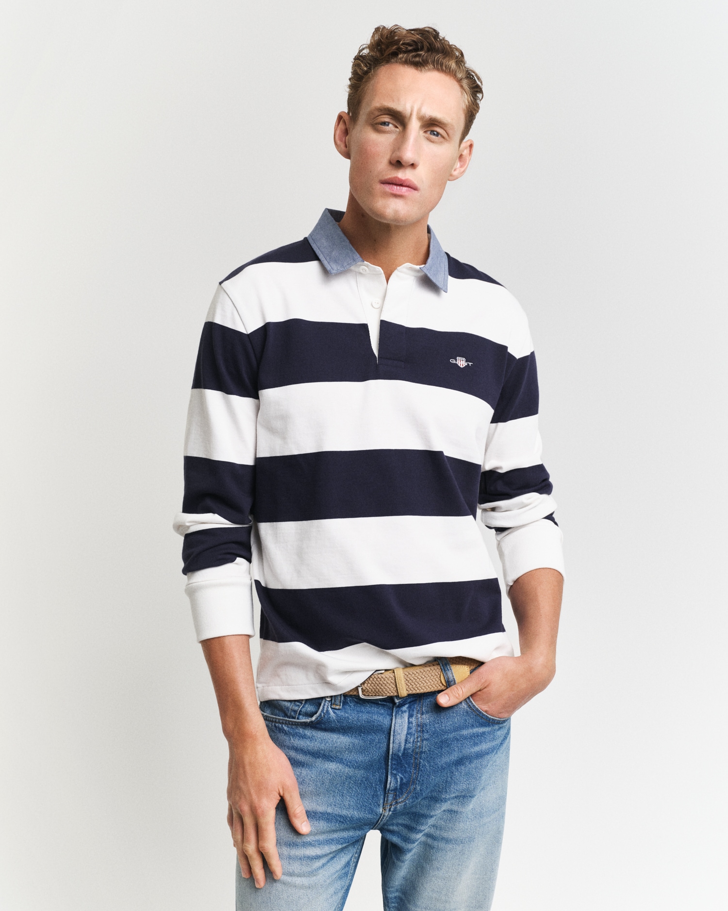 Gant Langarm-Poloshirt »REG CHAMBRAY STRIPE HEAVY RUGGER« von Gant