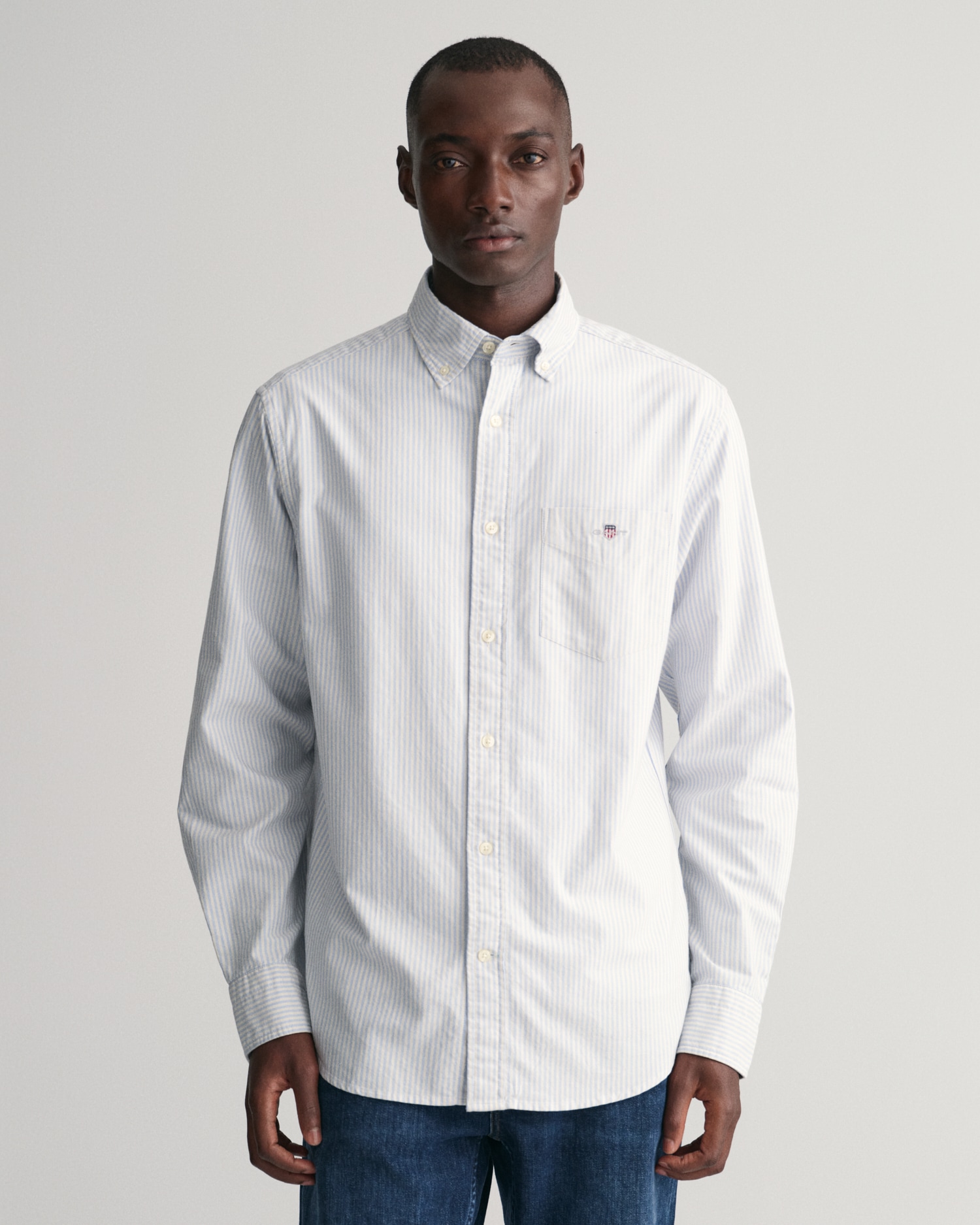 Gant Langarmhemd »Regular Fit Oxford Hemd strukturiert langlebig dicker gestreift«, mit dezenter Logostickerei von Gant