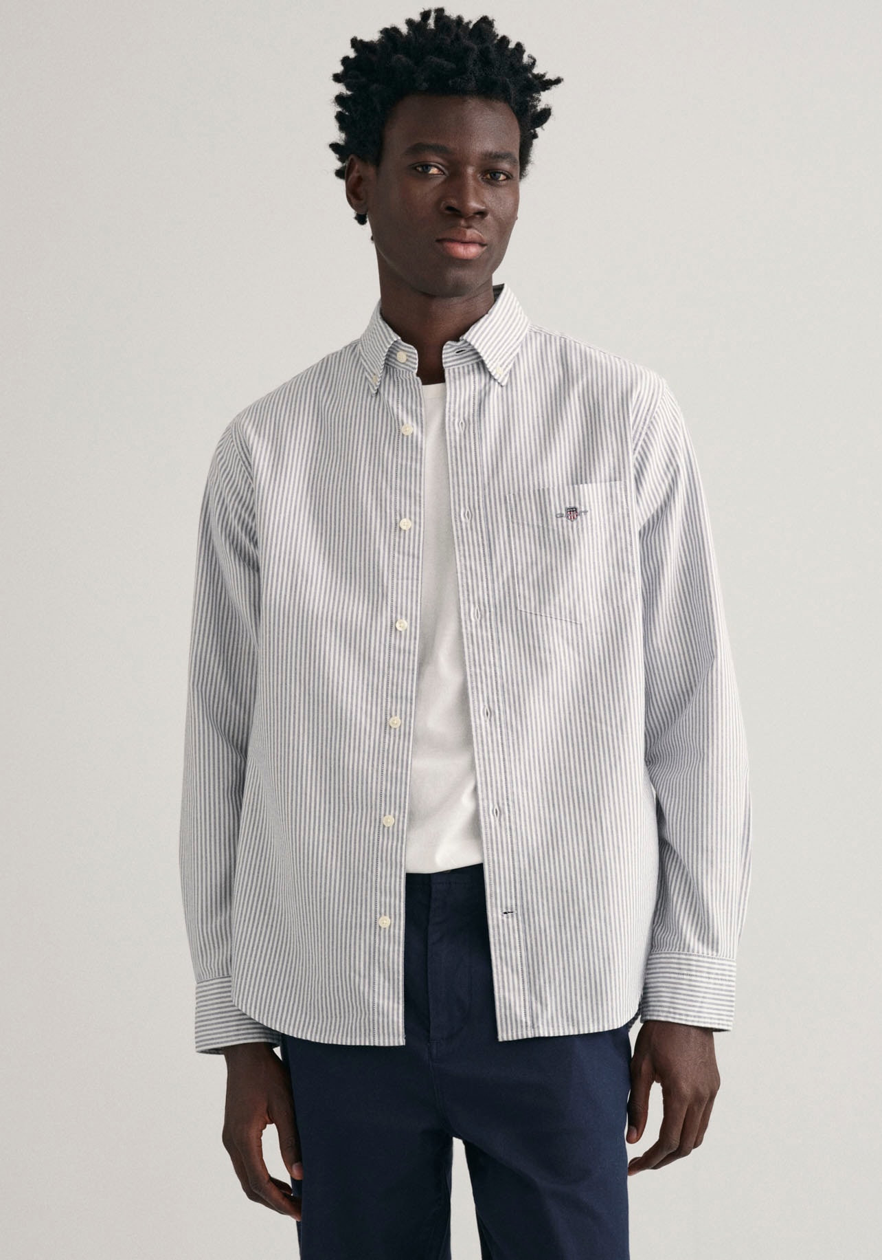 Gant Langarmhemd »Regular Fit Oxford Hemd strukturiert langlebig dicker gestreift«, mit dezenter Logostickerei von Gant