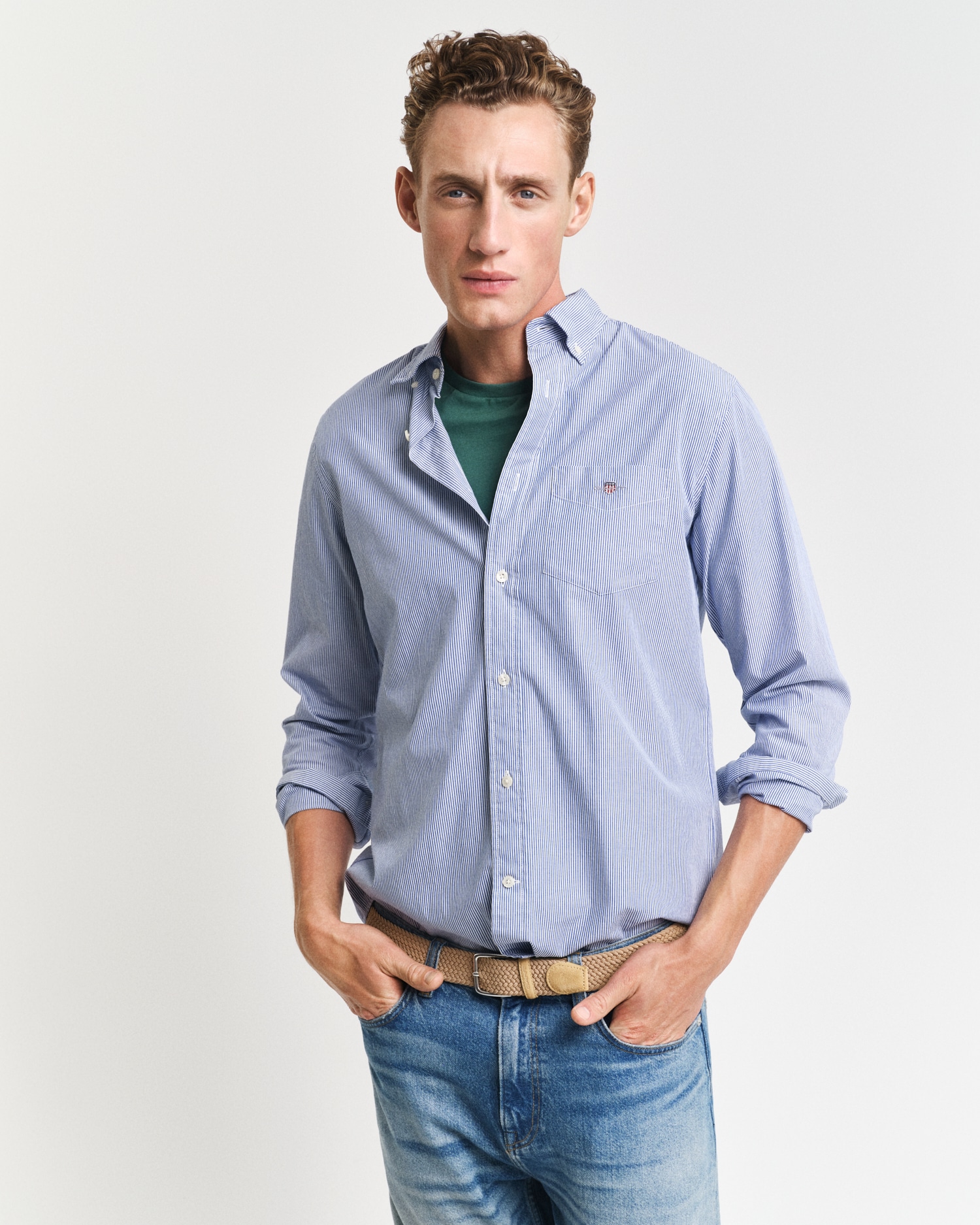 Gant Langarmhemd »REG POPLIN BANKER SHIRT«, Banker Stripe Popeline, leichte Baumwolle von Gant