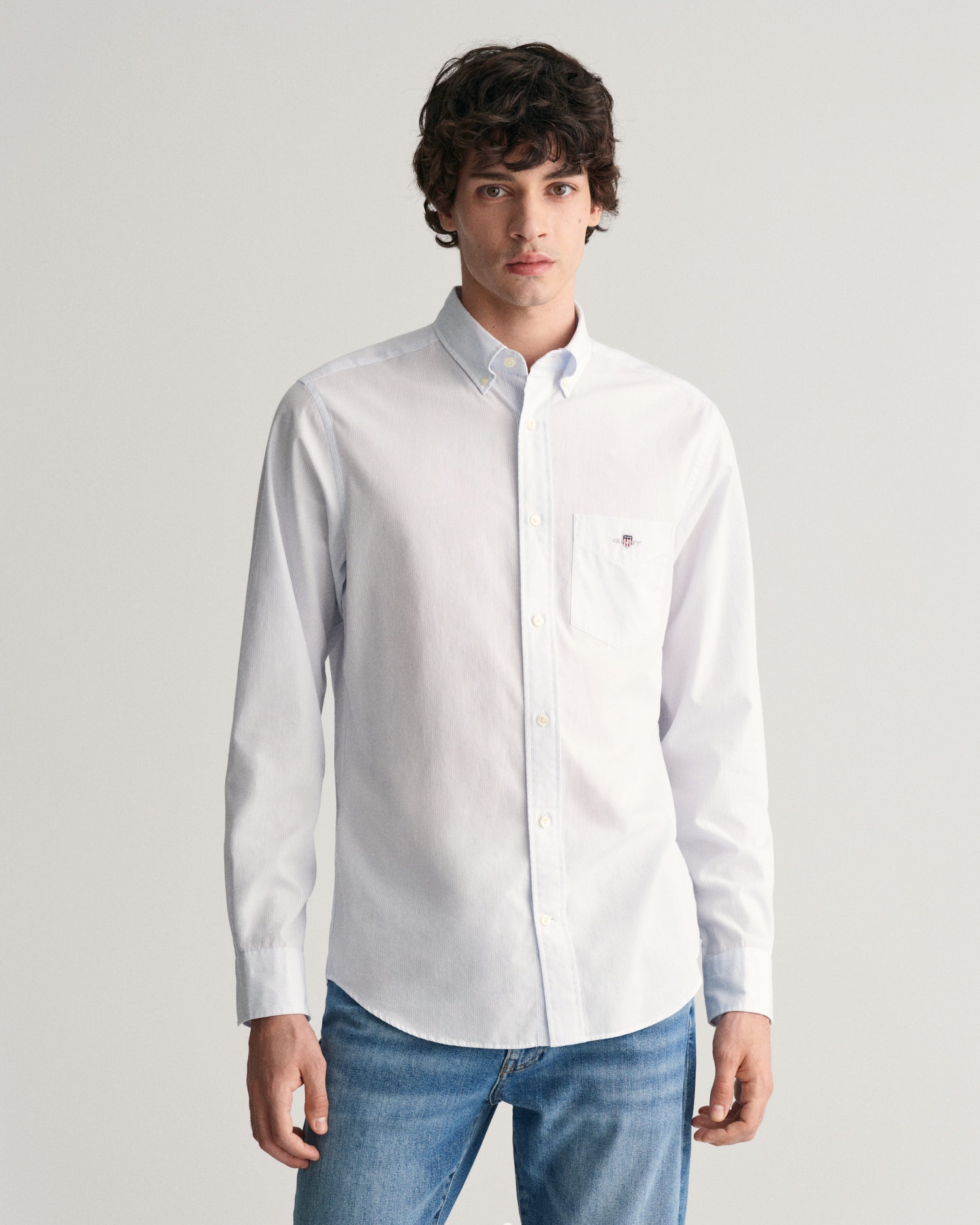 Gant Langarmhemd »REG POPLIN BANKER SHIRT«, Banker Stripe Popeline, leichte Baumwolle von Gant