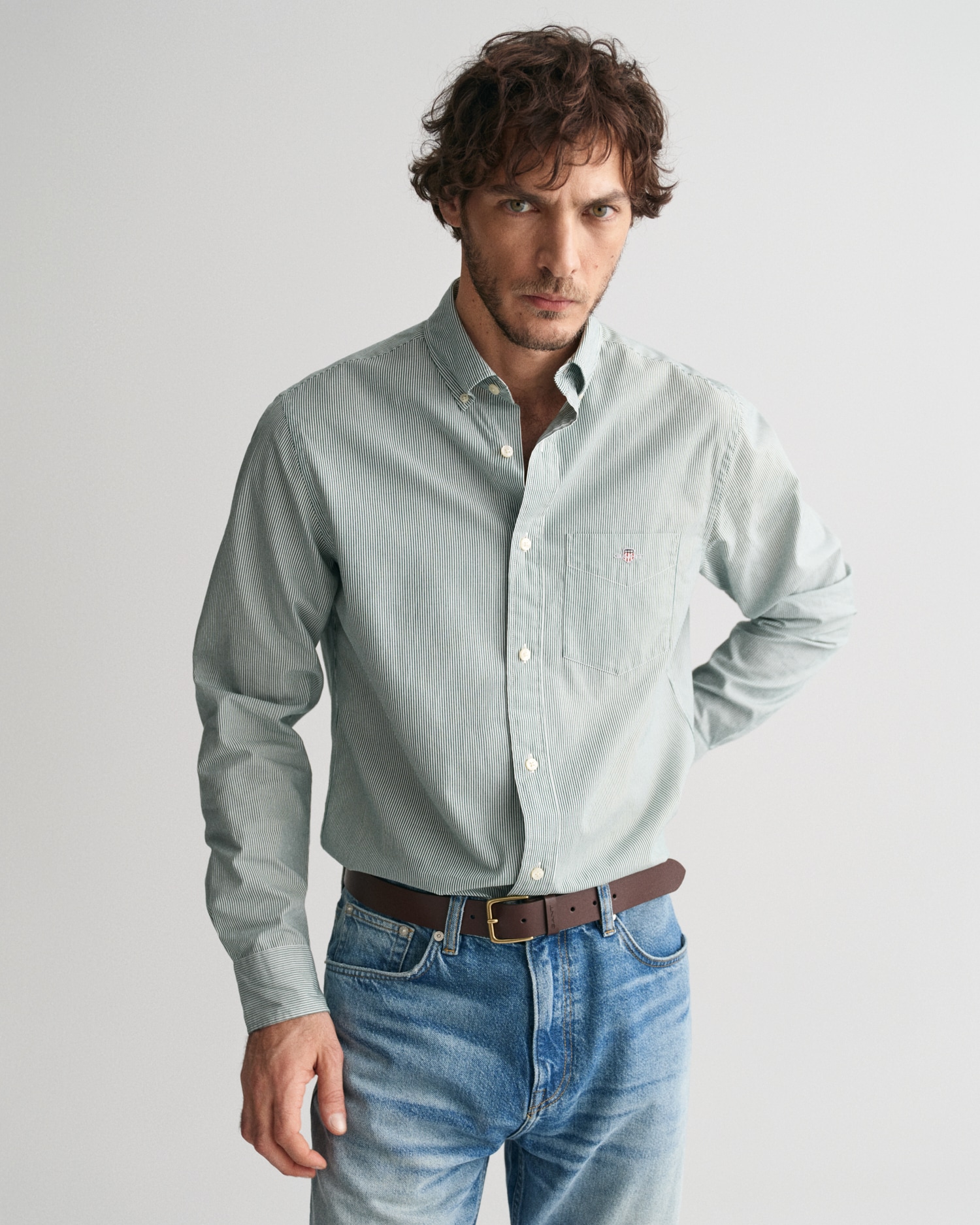 Gant Langarmhemd »REG POPLIN BANKER SHIRT«, Banker Stripe Popeline, leichte Baumwolle von Gant