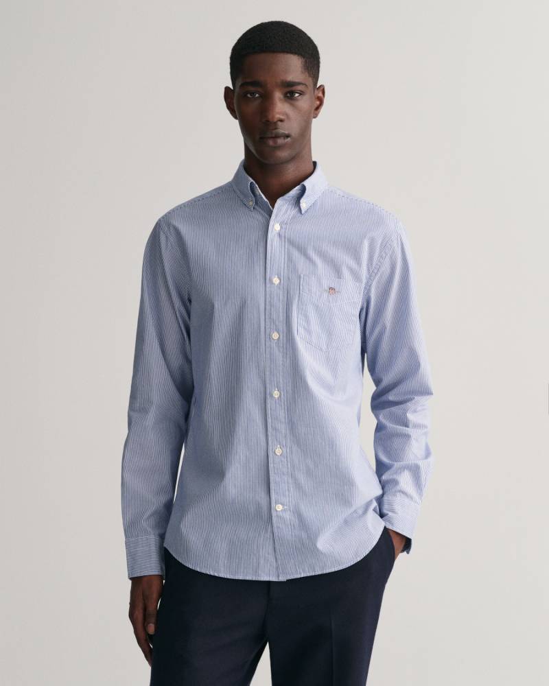 Gant Langarmhemd »REG POPLIN BANKER SHIRT«, Banker Stripe Popeline, leichte Baumwolle von Gant