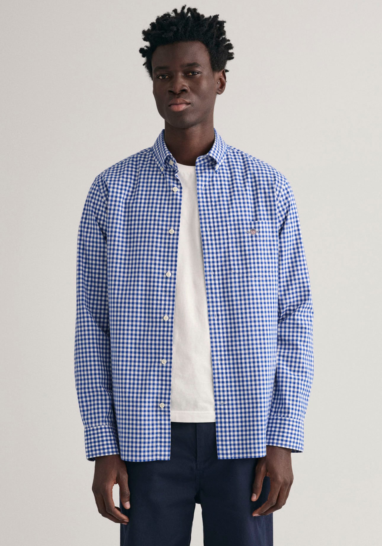 Gant Langarmhemd »REG POPLIN GINGHAM SHIRT«, mit Logostickerei auf der Brust von Gant