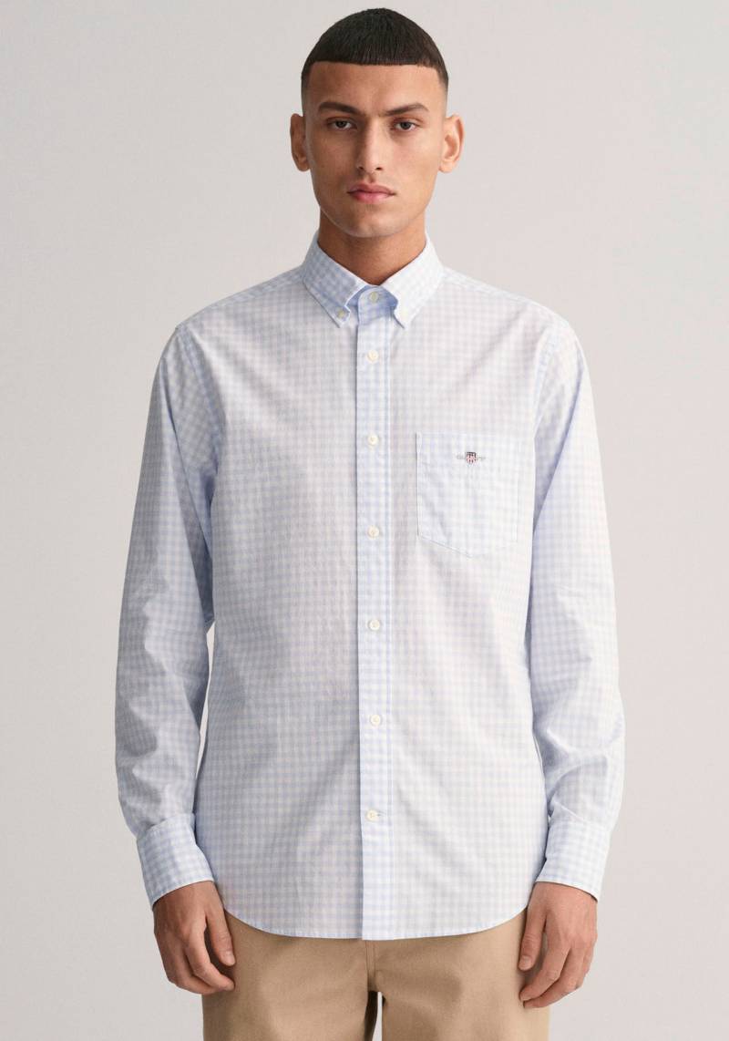 Gant Langarmhemd »REG POPLIN GINGHAM SHIRT«, mit Logostickerei auf der Brust von Gant