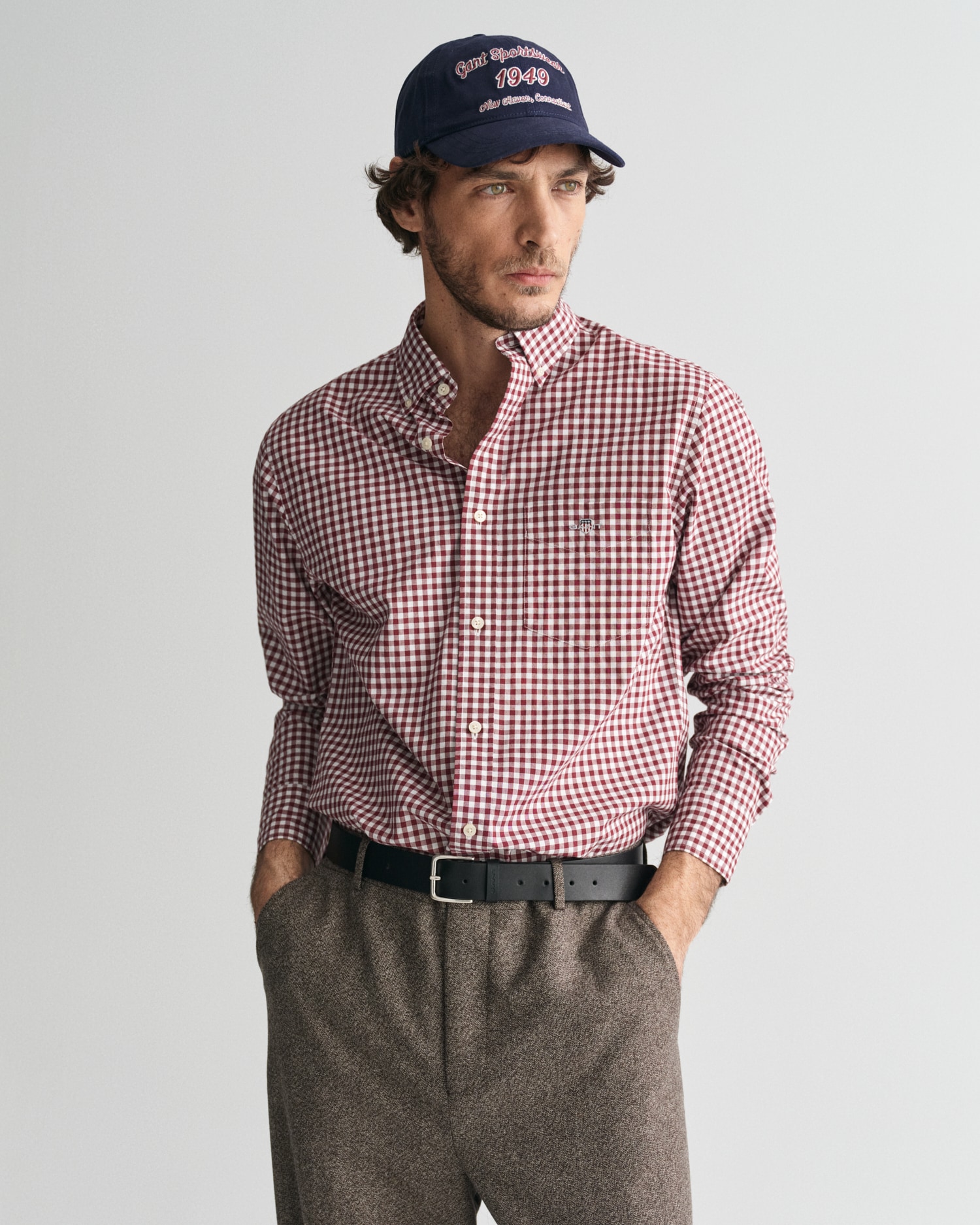 Gant Langarmhemd »REG POPLIN GINGHAM SHIRT«, mit Logostickerei auf der Brust von Gant