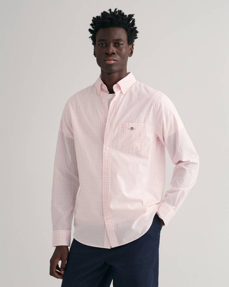 Gant Langarmhemd »REG POPLIN GINGHAM SHIRT«, mit Logostickerei auf der Brust von Gant