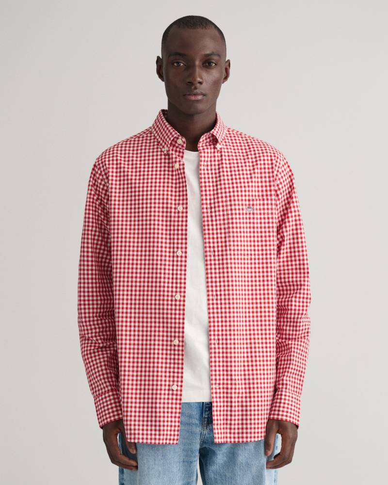 Gant Langarmhemd »REG POPLIN GINGHAM SHIRT«, mit Logostickerei auf der Brust von Gant