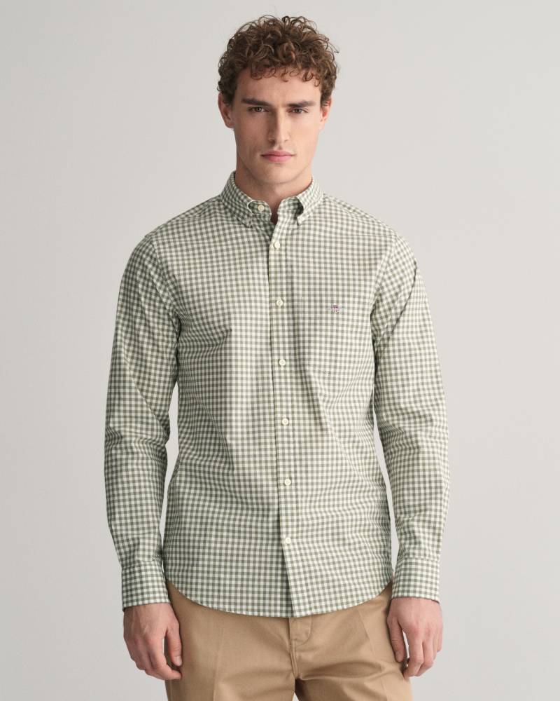 Gant Langarmhemd »REG POPLIN GINGHAM SHIRT«, mit Logostickerei auf der Brust von Gant