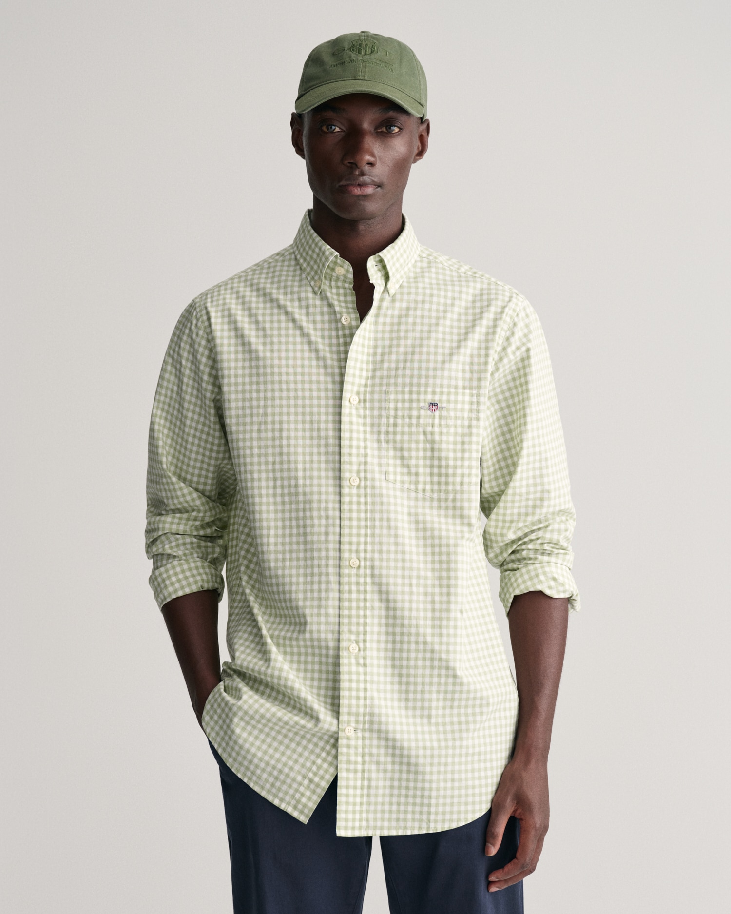 Gant Langarmhemd »REG POPLIN GINGHAM SHIRT«, mit Logostickerei auf der Brust von Gant