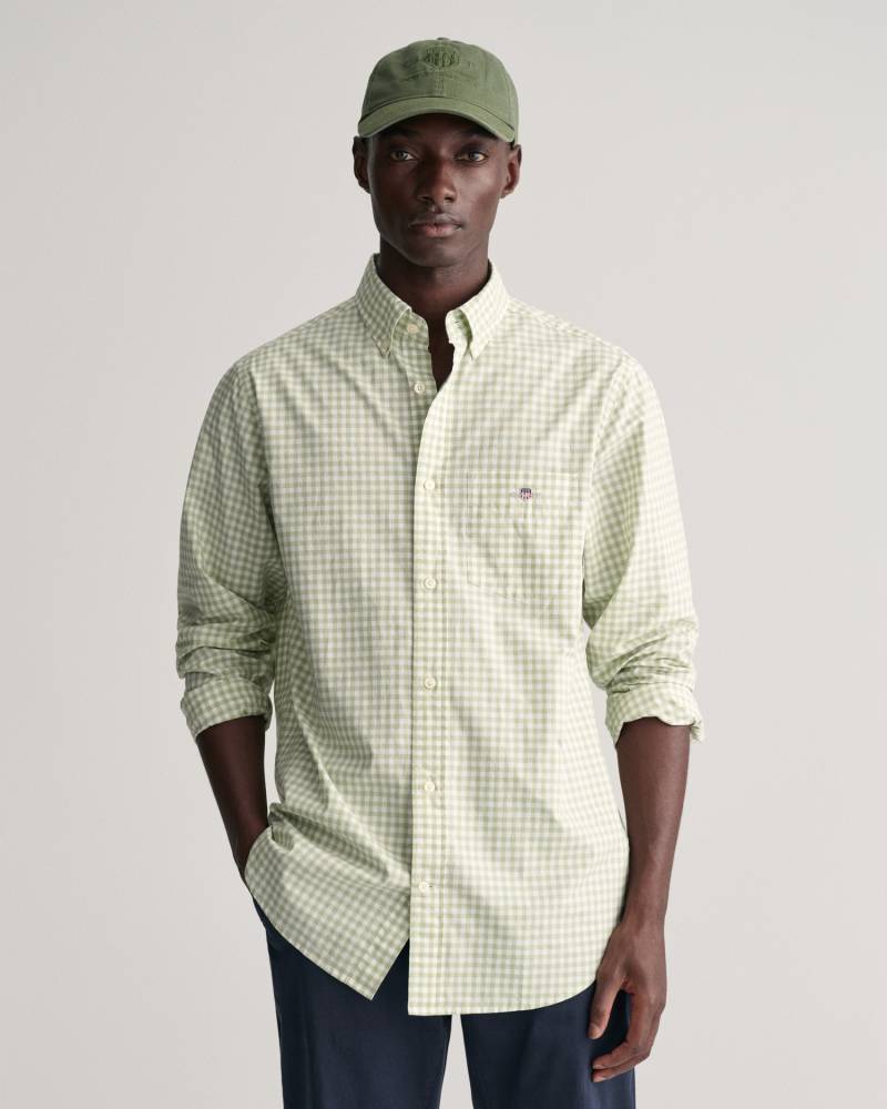 Gant Langarmhemd »REG POPLIN GINGHAM SHIRT«, mit Logostickerei auf der Brust von Gant