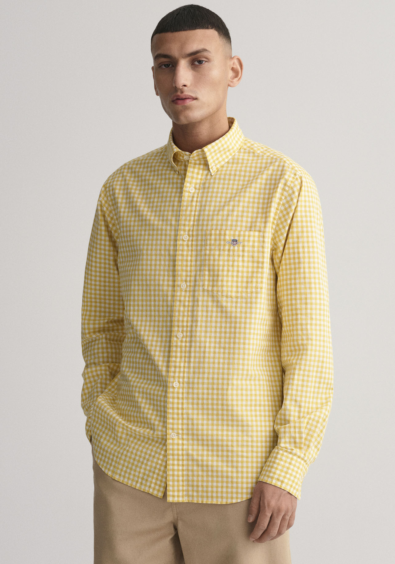 Gant Langarmhemd »REG POPLIN GINGHAM SHIRT«, mit Logostickerei auf der Brust von Gant