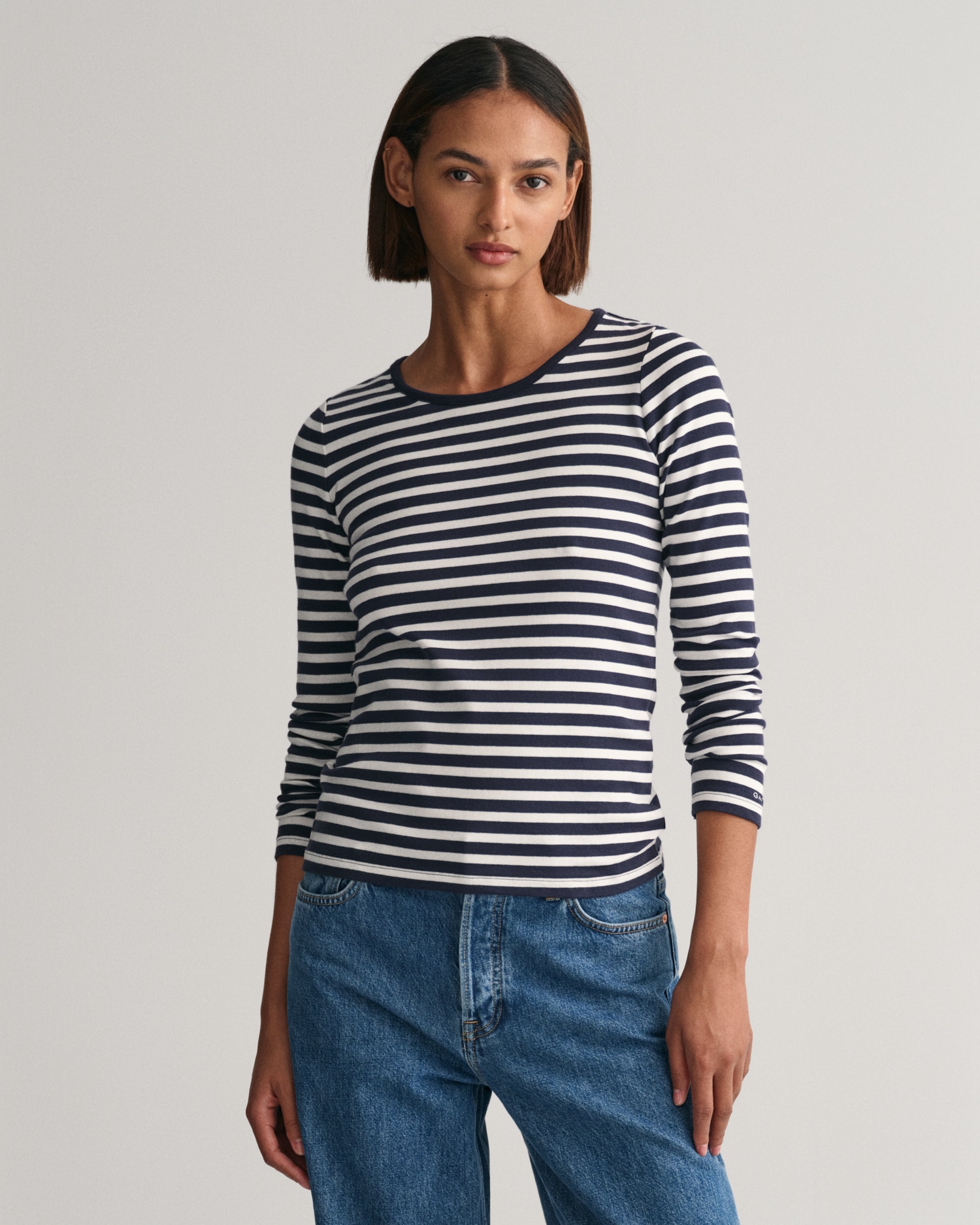 Gant Langarmshirt »SLIM STRIPED 1X1 RIBBED LS T-SHIRT« von Gant