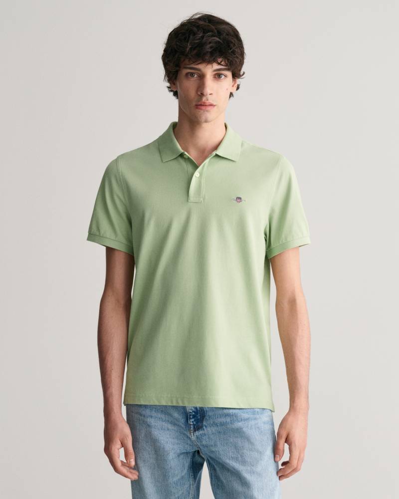 Gant Poloshirt »REG SHIELD SS PIQUE POLO«, mit Logo und Flachstrickkragen 100% Baumwolle Pique von Gant