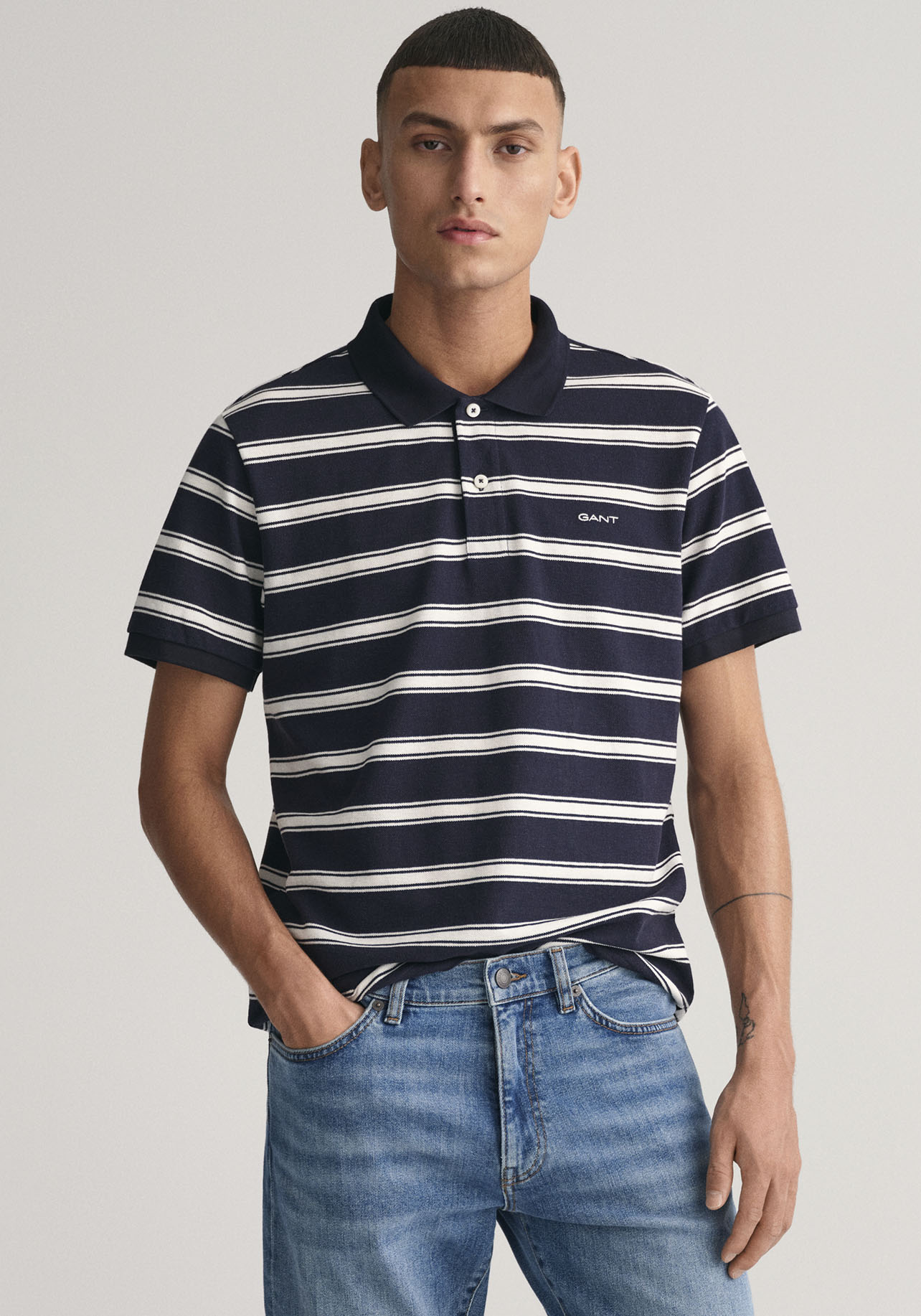 Gant Poloshirt »STRIPE SS POLO«, mit Logostickerei auf der Brust von Gant