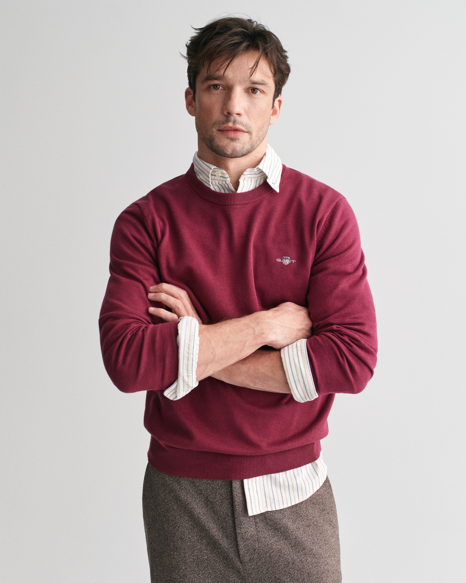 Gant Rundhalspullover »CLASSIC COTTON C-NECK«, Premium Strickpullver aus weicher 100% Baumwolle, Übergangspullover von Gant