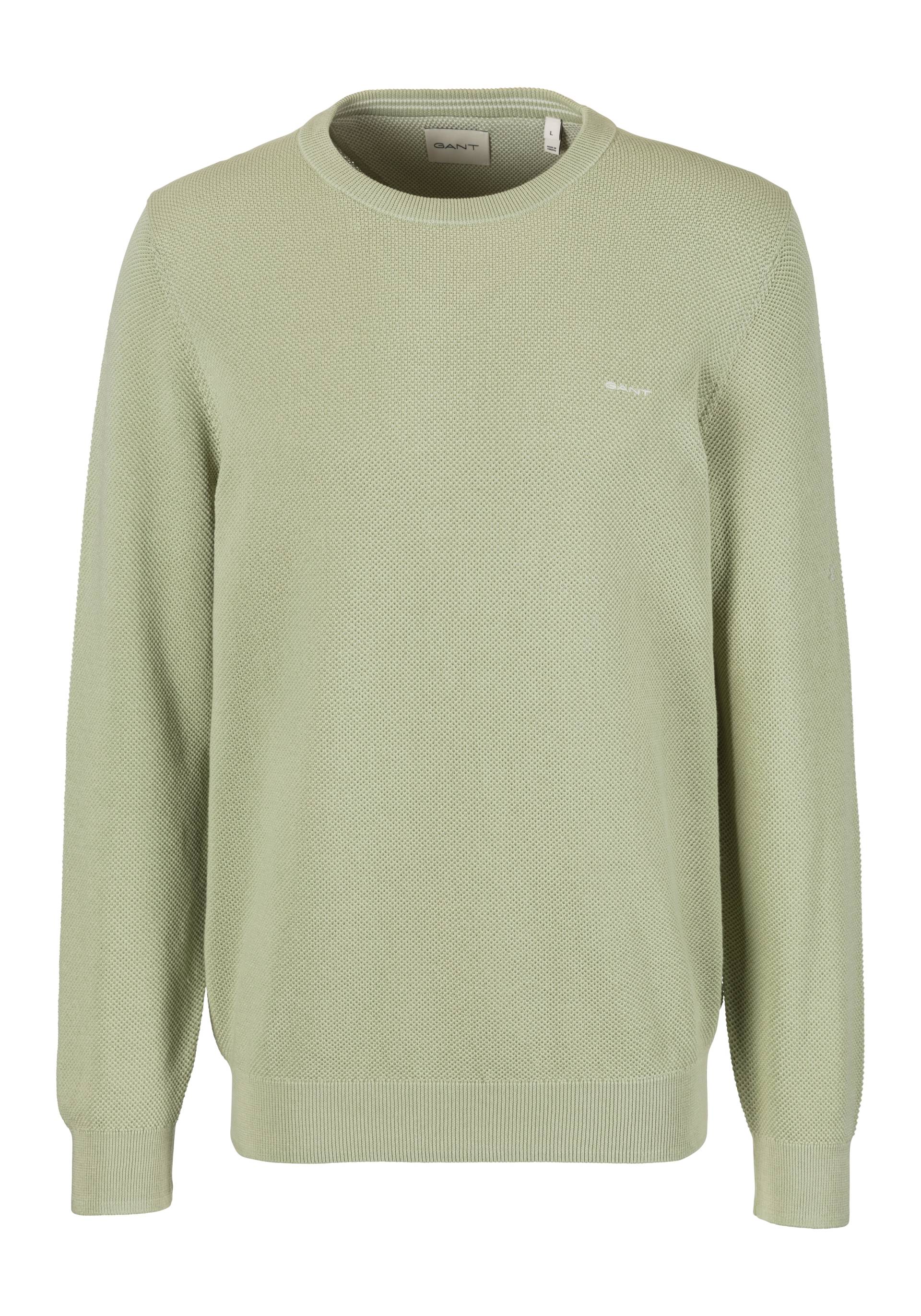 Gant Rundhalspullover »COTTON PIQUE C-NECK«, mit Logostickerei auf der Brust von Gant