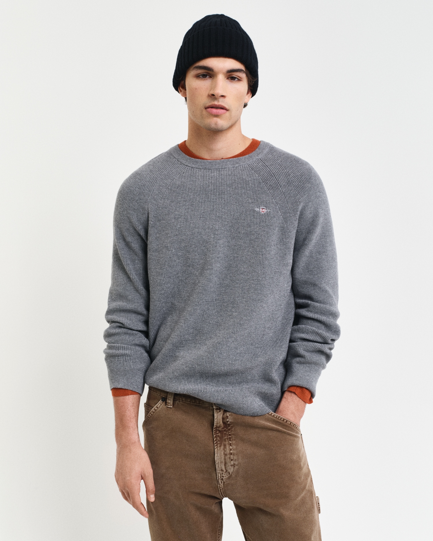 Gant Rundhalspullover »COTTON WOOL RIB C-NECK«, Rippstrickstruktur Gant Rundhalspullover »COTTON WOOL RIB C-NECK«, Rippstrickstruktur von Gant