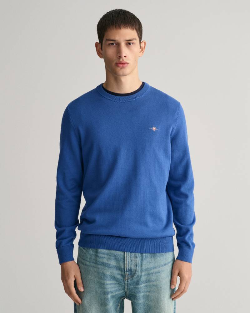 Gant Rundhalspullover »CLASSIC COTTON C-NECK«, Premium Strickpullver aus weicher 100% Baumwolle, Übergangspullover von Gant