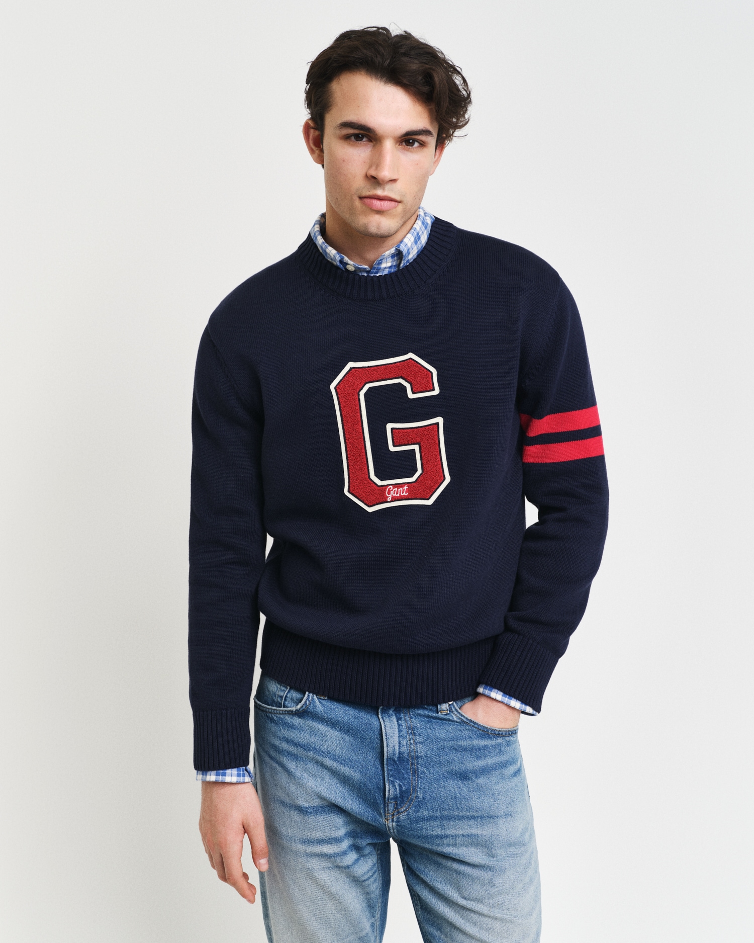 Gant Rundhalspullover »SEASONAL G C-NECK«, mit saisonaler Grafik, G-Badge aus Frottee von Gant