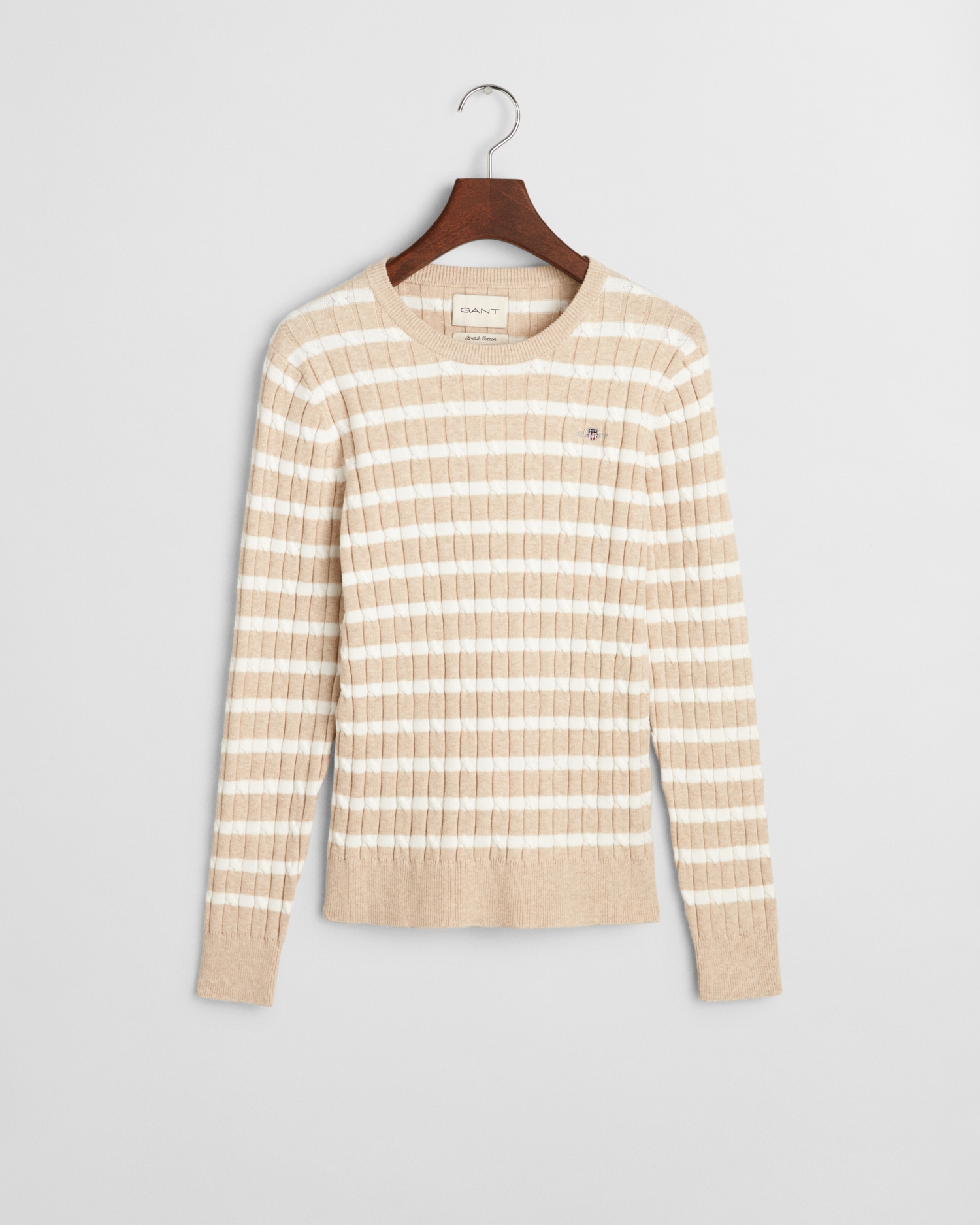 Gant Rundhalspullover »STRETCH COTTON CABLE STRIPE C-NECK« Gant Rundhalspullover »STRETCH COTTON CABLE STRIPE C-NECK« von Gant