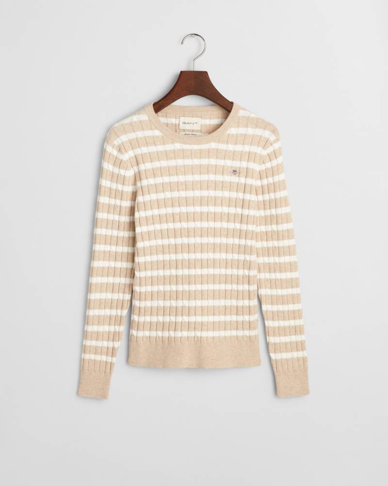 Gant Rundhalspullover »STRETCH COTTON CABLE STRIPE C-NECK« von Gant