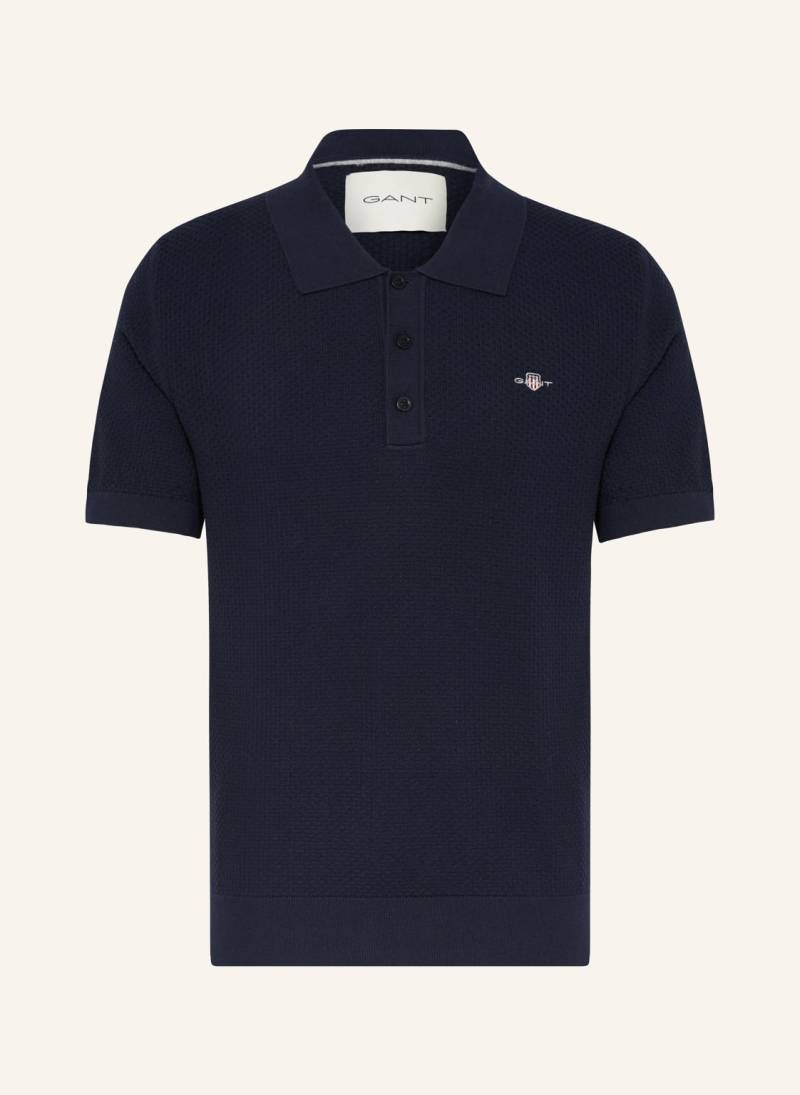 Gant Strick-Poloshirt blau von Gant