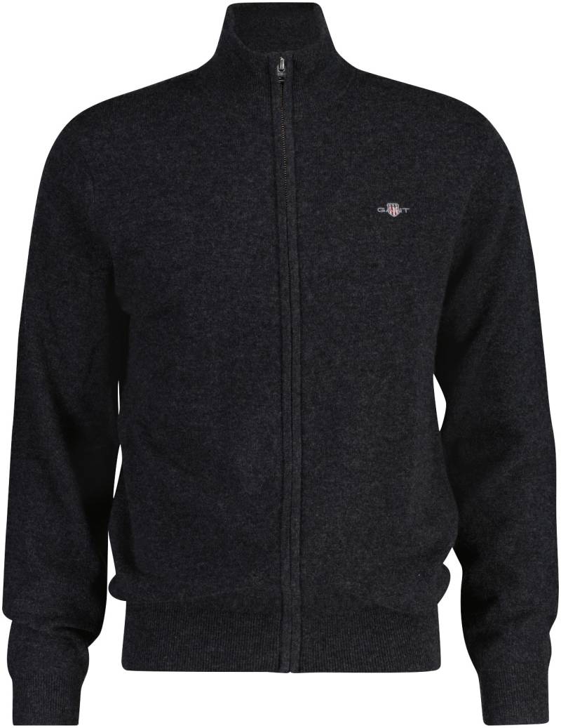 Gant Strickjacke »EXTRAFINE LAMBSWOOL ZIP CARDIGAN«, mit Logostickerei von Gant