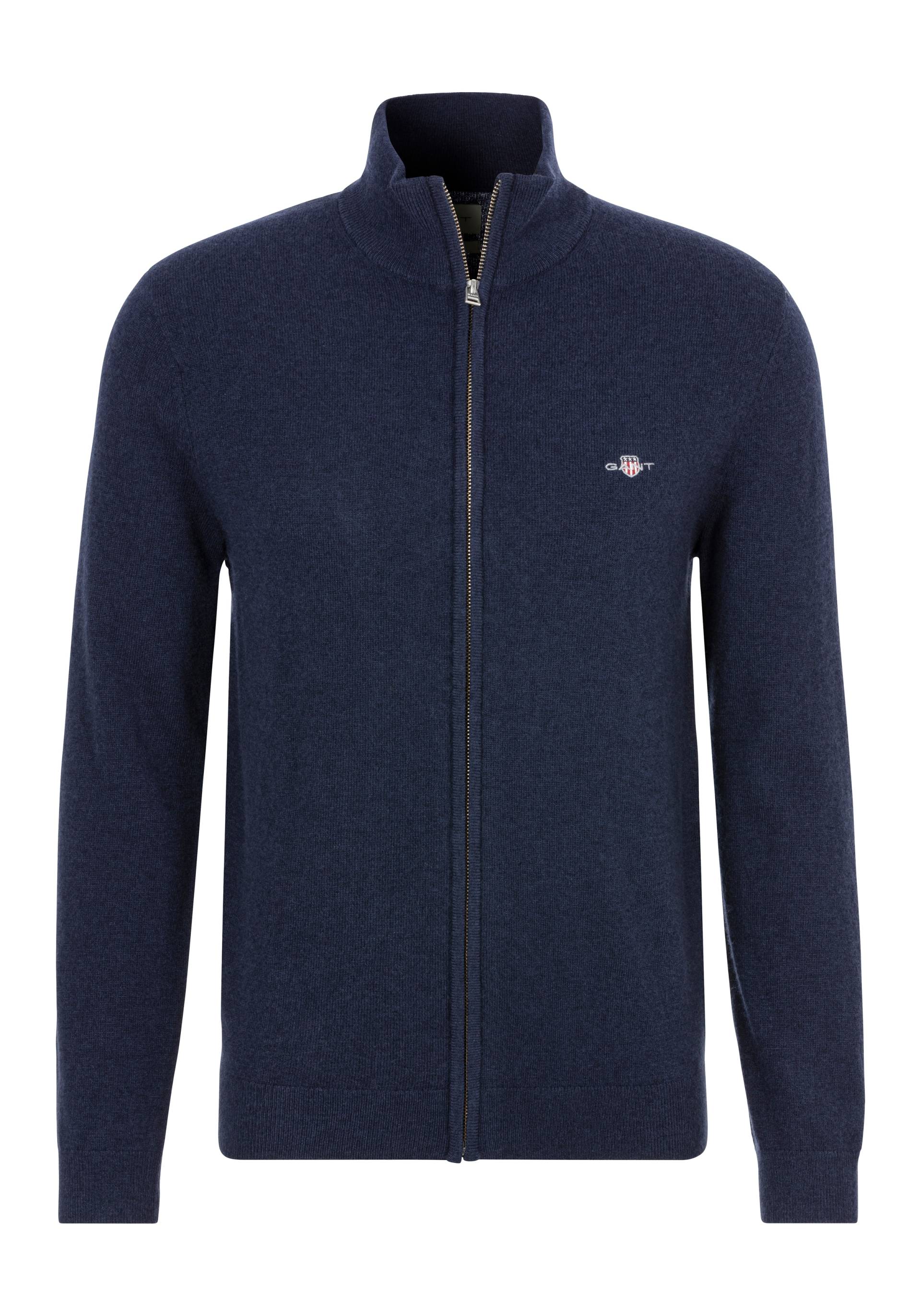 Gant Strickjacke »EXTRAFINE LAMBSWOOL ZIP CARDIGAN«, mit Logostickerei von Gant