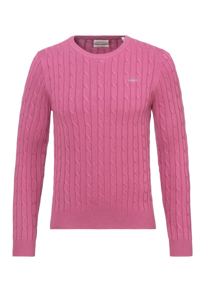 Gant Strickpullover »STRETCH COTTON CABLE C-NECK«, mit Logostickerei auf der Brust von Gant