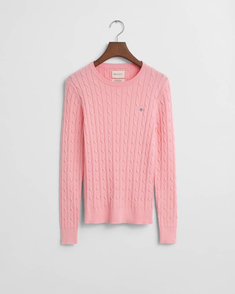 Gant Strickpullover »STRETCH COTTON CABLE C-NECK«, mit Logostickerei auf der Brust von Gant