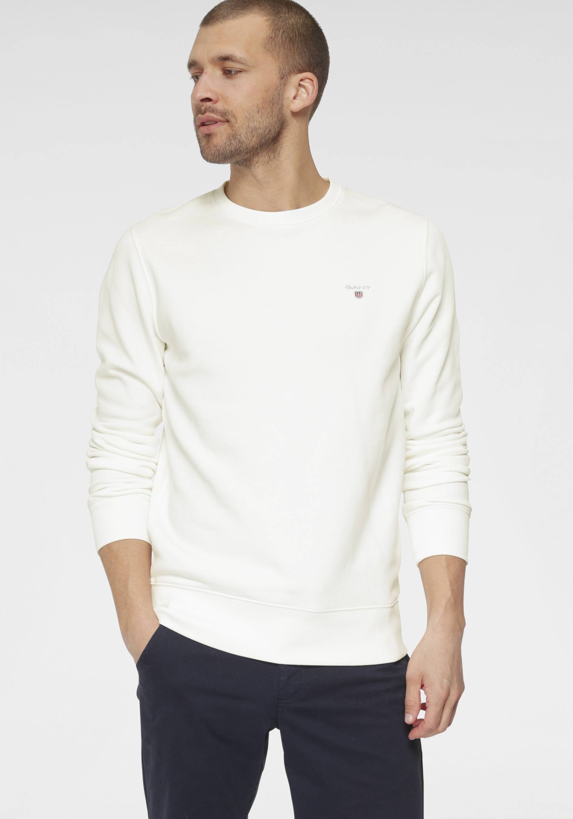 Gant Sweatshirt »ORIGINAL C-NECK SWEAT«, mit Rippbündchen an Saum und Ärmel von Gant