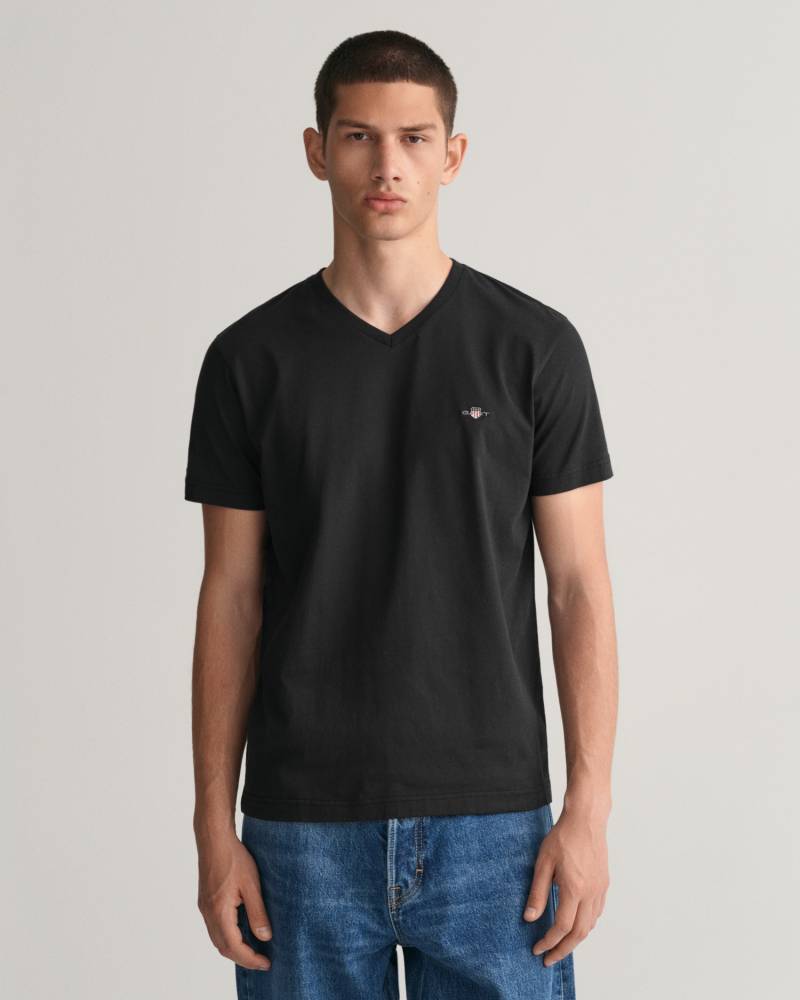 Gant T-Shirt »SLIM SHIELD V-NECK T-SHIRT«, mit einer kleinen Logostickerei auf der Brust von Gant