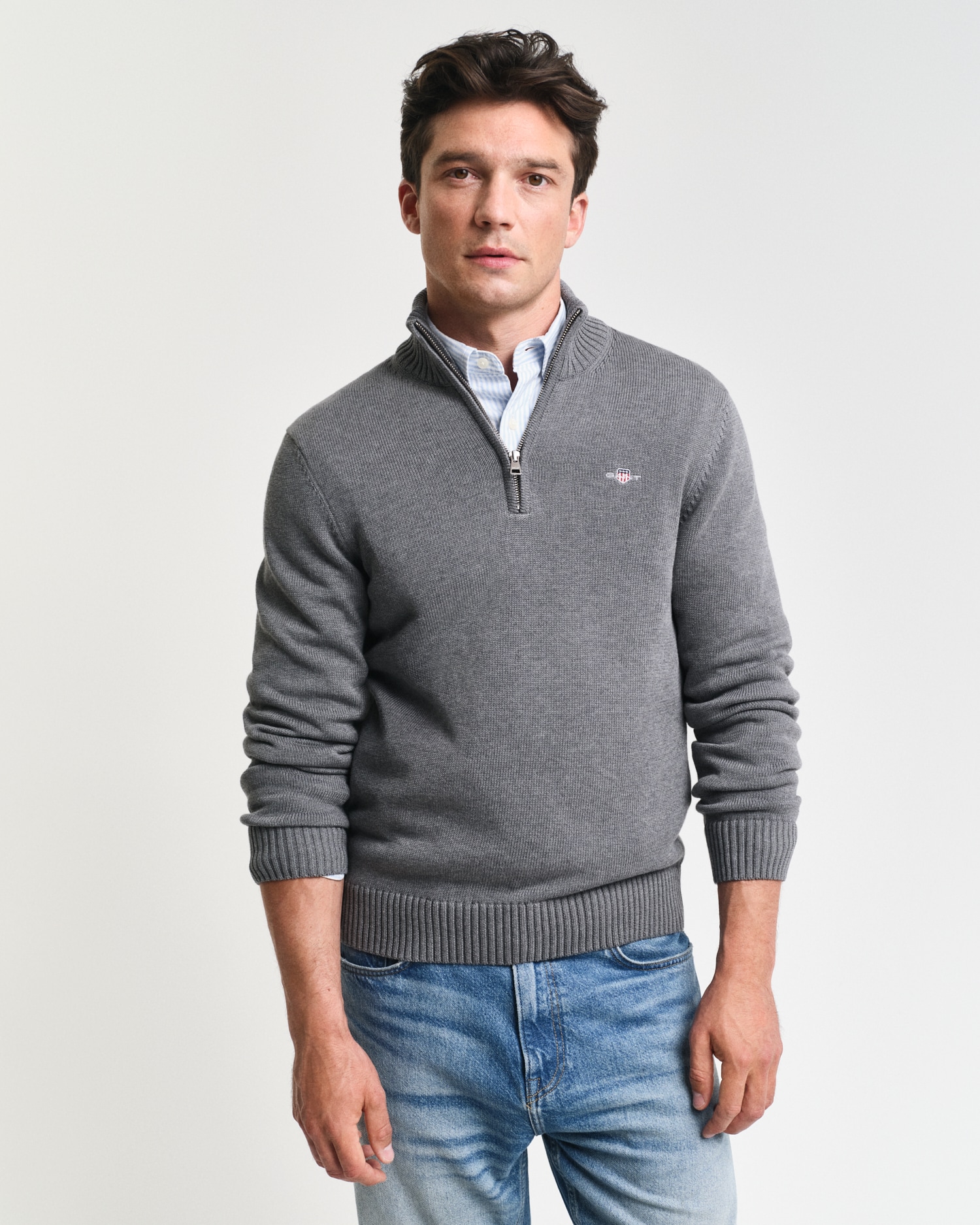 Gant Troyer »CASUAL COTTON HALF ZIP«, mit grafischer Logostickerei auf der Brust Gant Troyer »CASUAL COTTON HALF ZIP«, mit grafischer Logostickerei auf der Brust von Gant