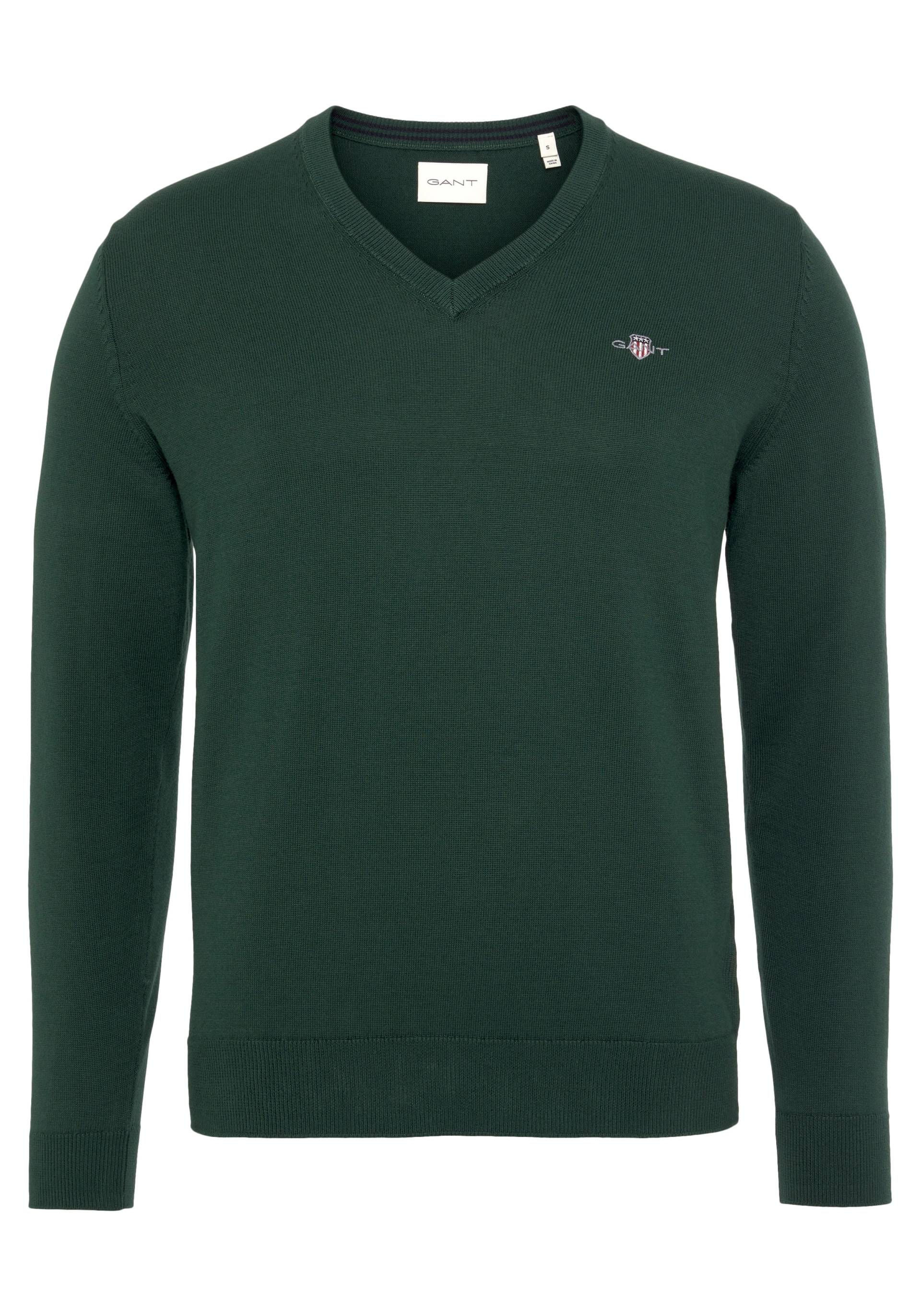 Gant V-Ausschnitt-Pullover »Classic Cotton V-Neck«, Premium Strickjersey aus weicher 100% Baumwolle, Übergangspullover von Gant