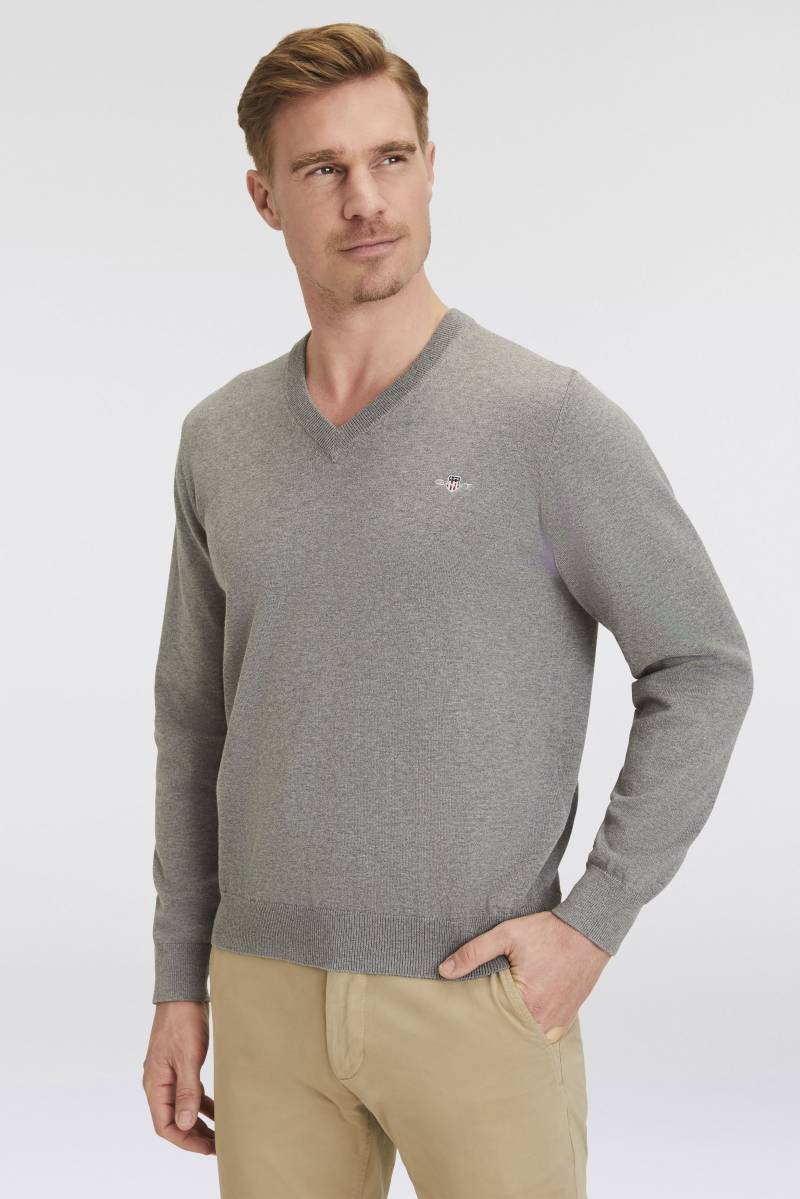 Gant V-Ausschnitt-Pullover »Classic Cotton V-Neck«, Premium Strickjersey aus weicher 100% Baumwolle, Übergangspullover von Gant