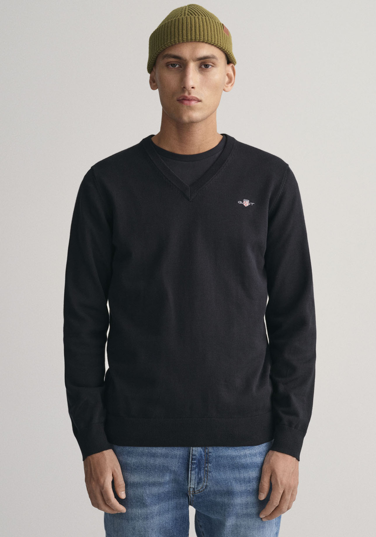 Gant V-Ausschnitt-Pullover »Classic Cotton V-Neck«, Premium Strickjersey aus weicher 100% Baumwolle, Übergangspullover von Gant