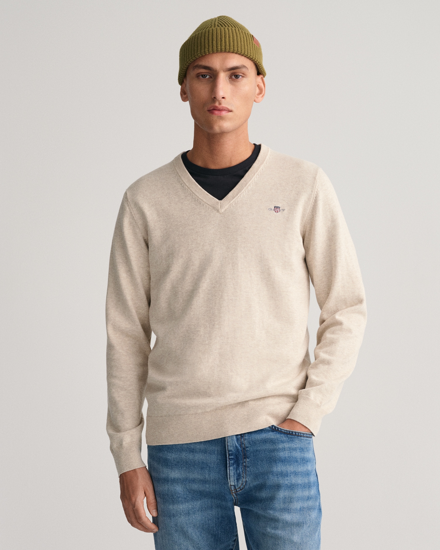 Gant V-Ausschnitt-Pullover »Classic Cotton V-Neck«, Premium Strickjersey aus weicher 100% Baumwolle, Übergangspullover von Gant